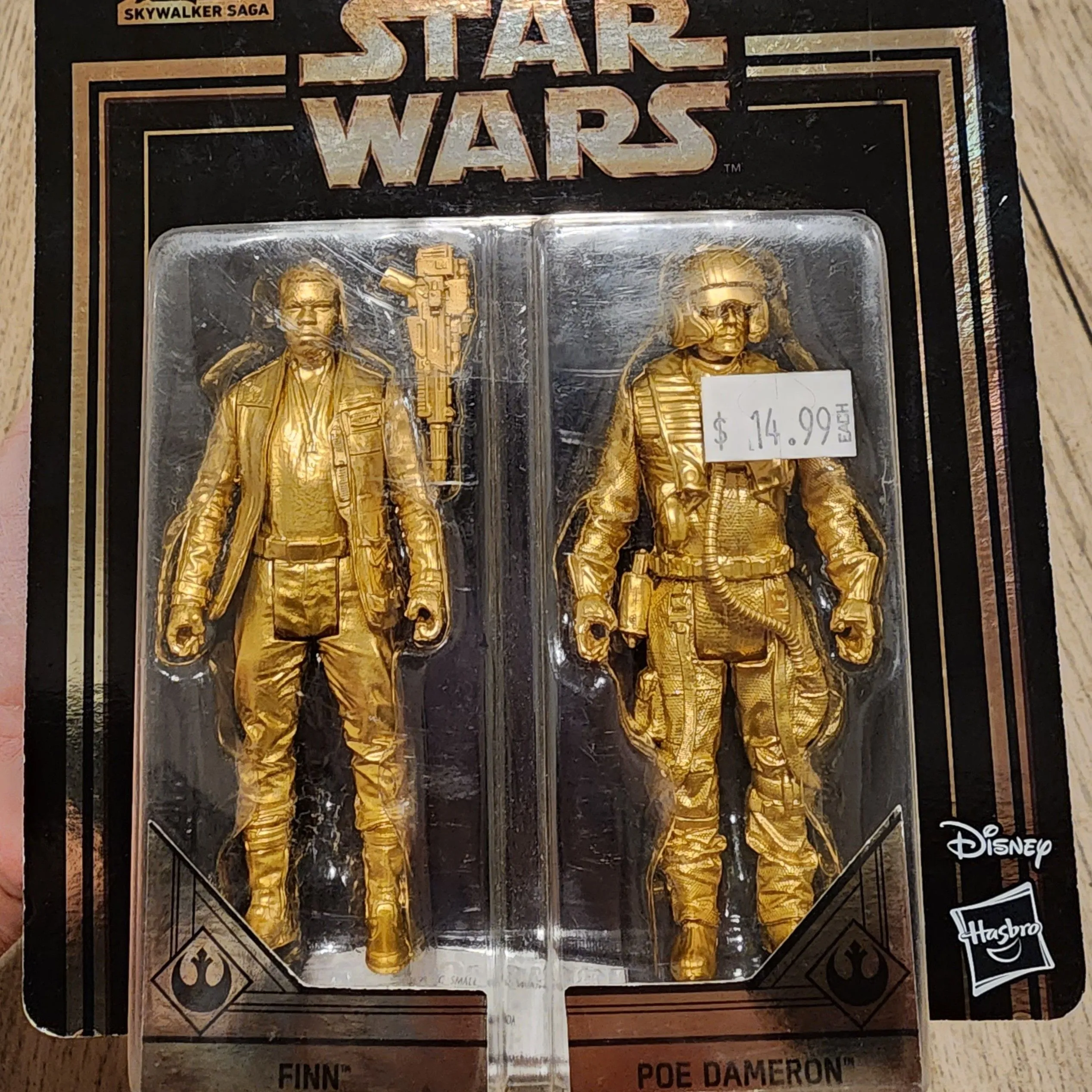 Product image for New! Disney Star Wars Commemorative Edition Finn & Poe Dameron Gold Action Figures Skywalker Saga