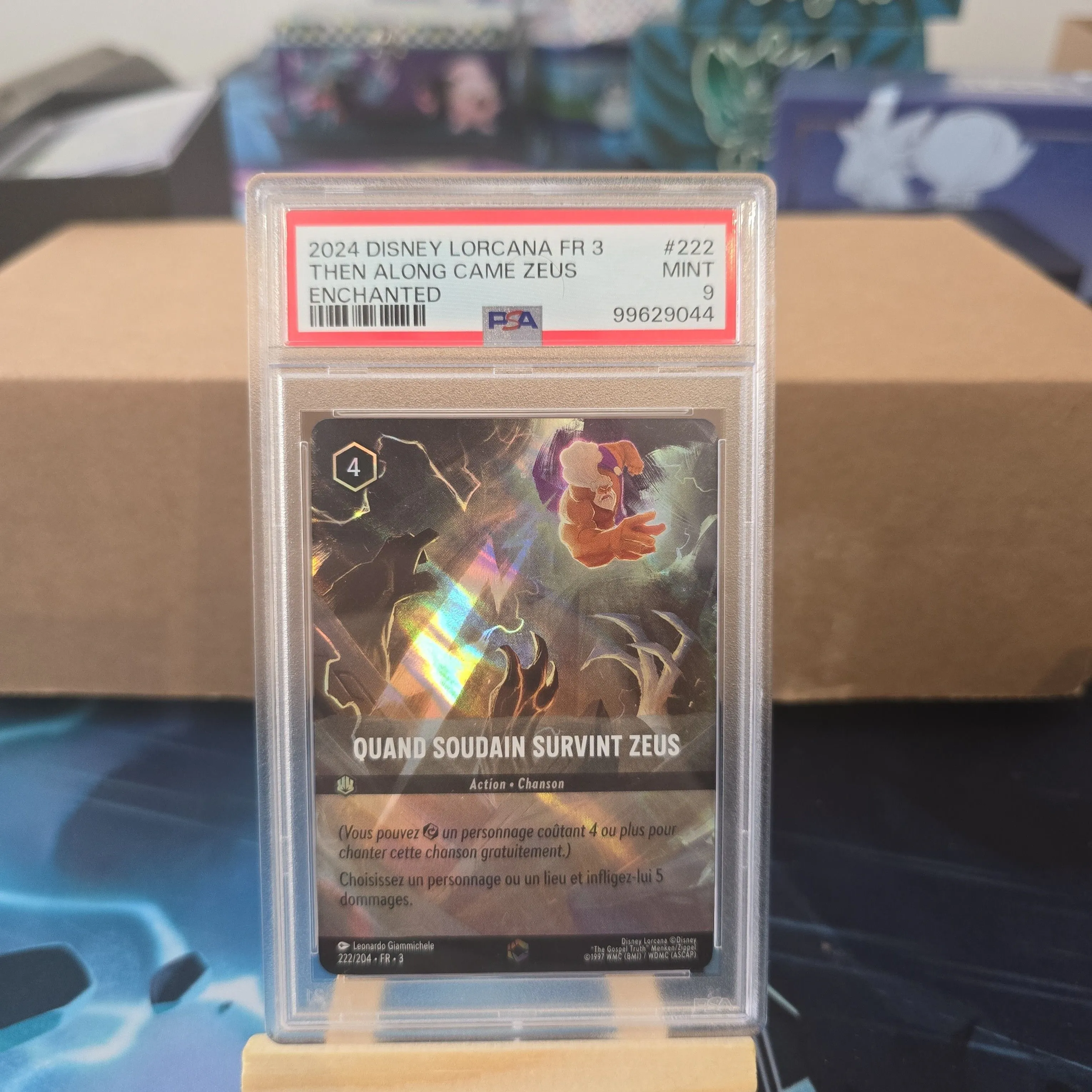 Product image for 2024 Disney Lorcana French Fr 3-Into The Inklands Then Along Came Zeus Enchanted PSA MINT 9