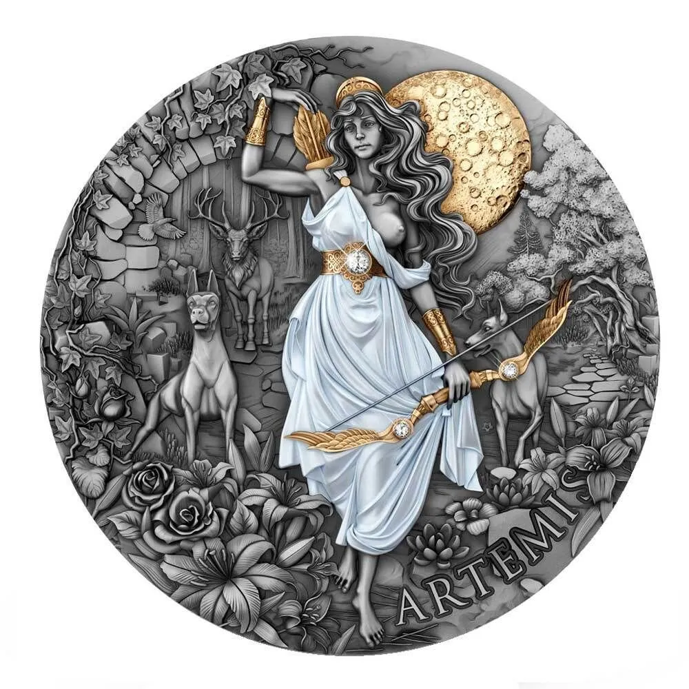 Product image for 2024 Cameroun Artemis 2 oz gilded colorized high relief coin