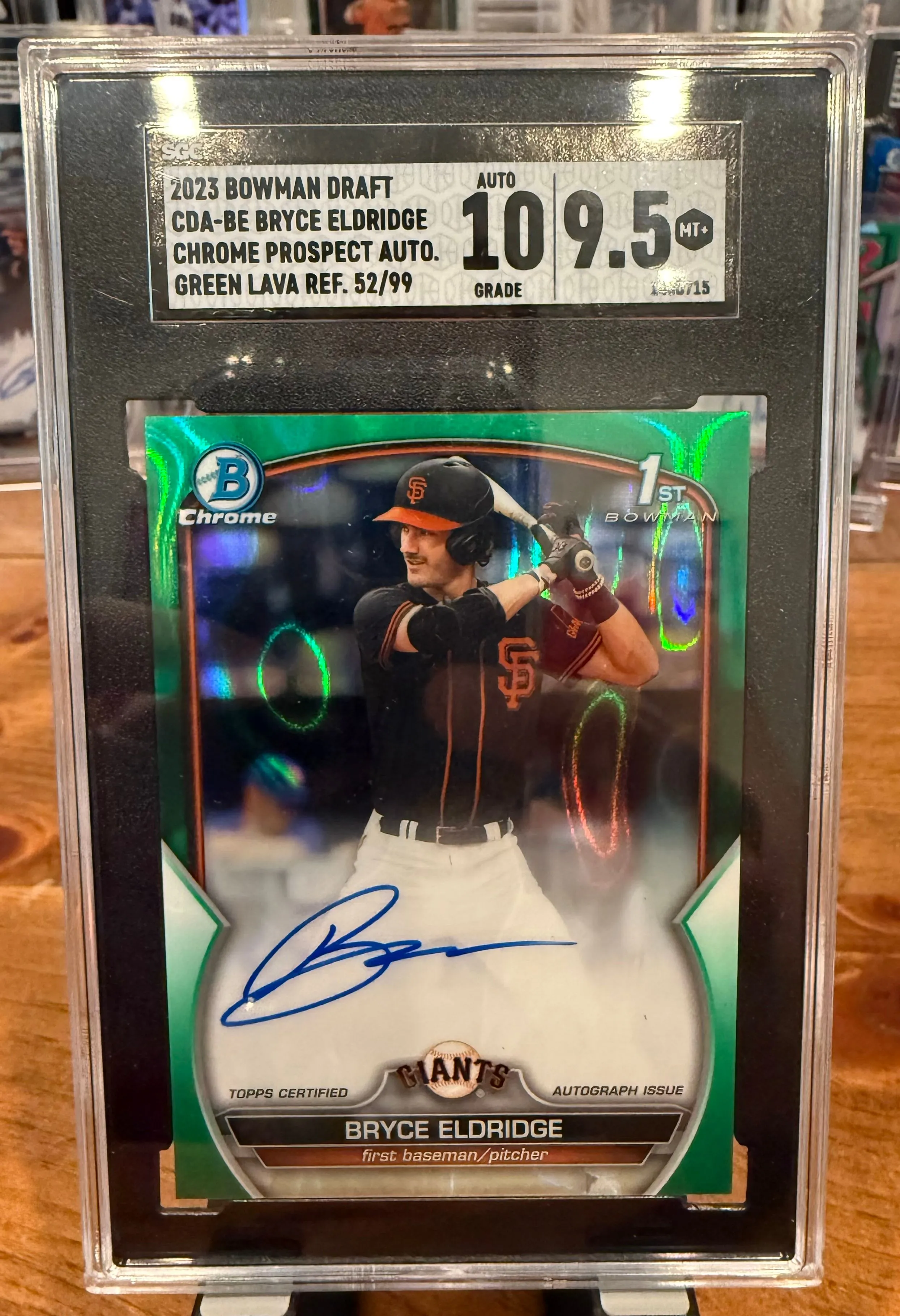 Product image for 2023 Bowman Draft Bryce Eldridge 1st Green Lava Auto /99 SGC 10/9.5