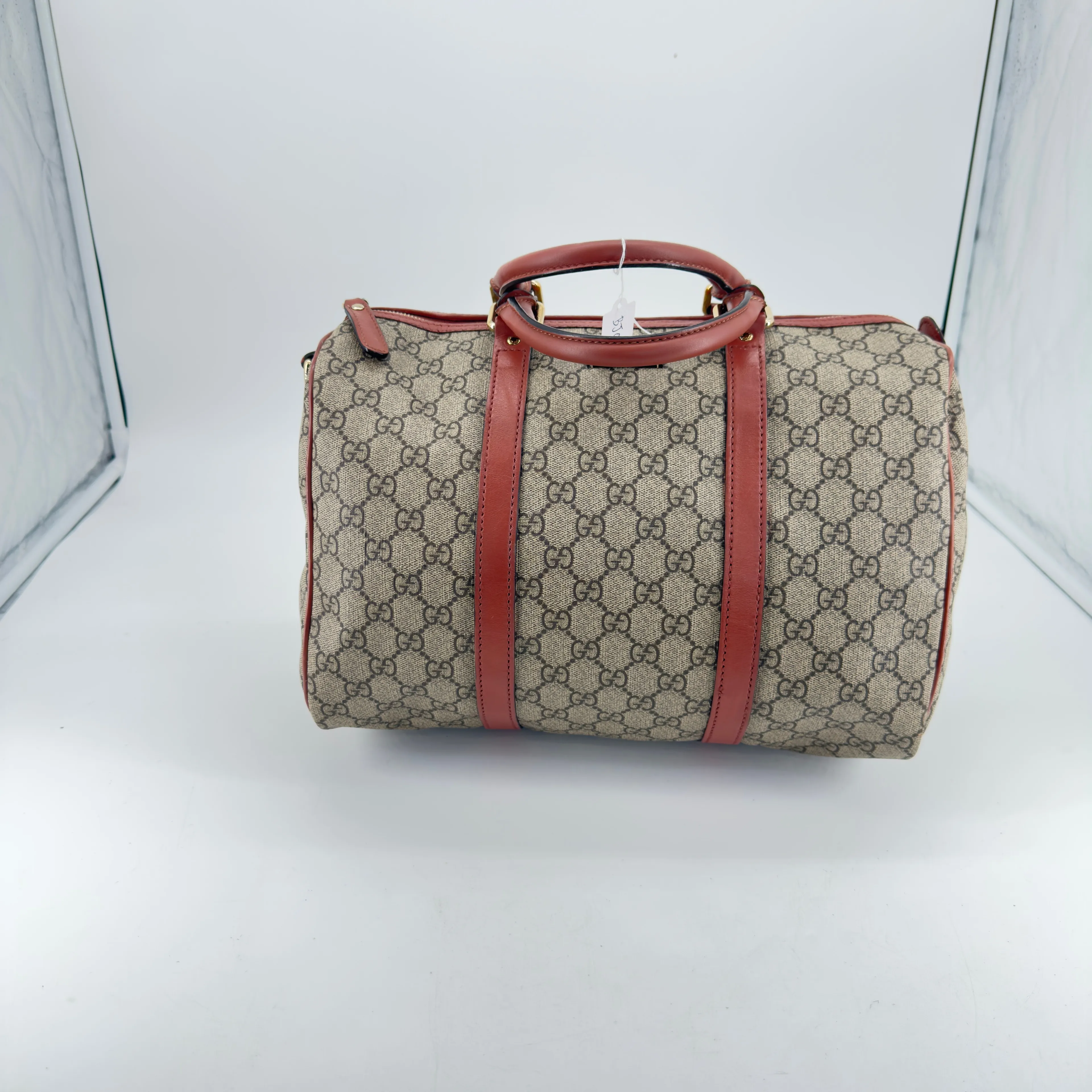 Product image for 1039 👜❤️✨ Gucci GG Supreme Boston Bag – Classic with Red Leather Trim