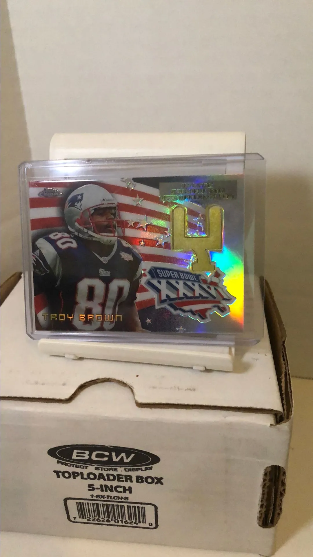 Product image for Troy Brown 2002 Topps Crome Refractor Super Bowl Goal Post Patch Relic