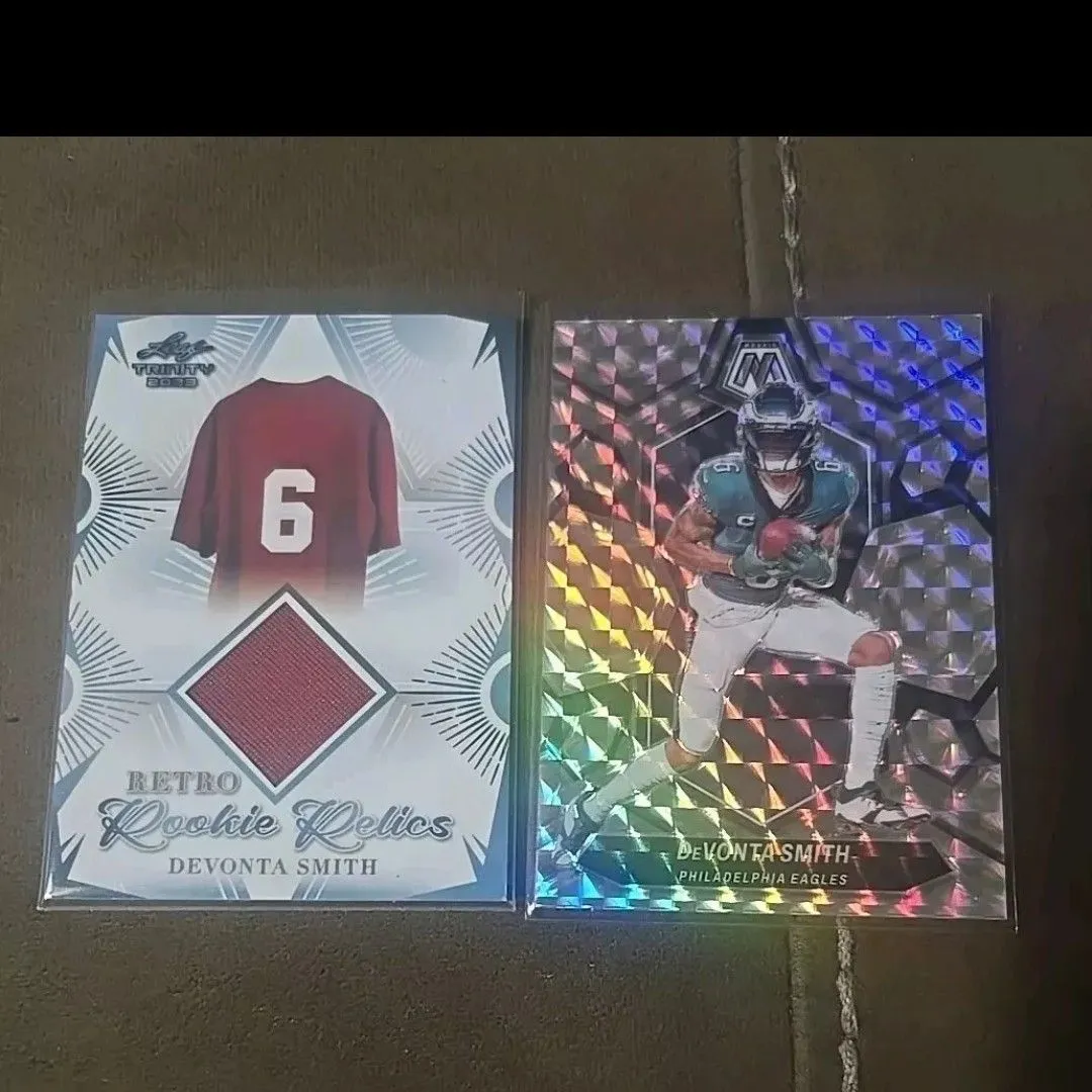 Product image for 2023 Leaf Trinity Rookie Relics Devonta Smith &Mosaic card