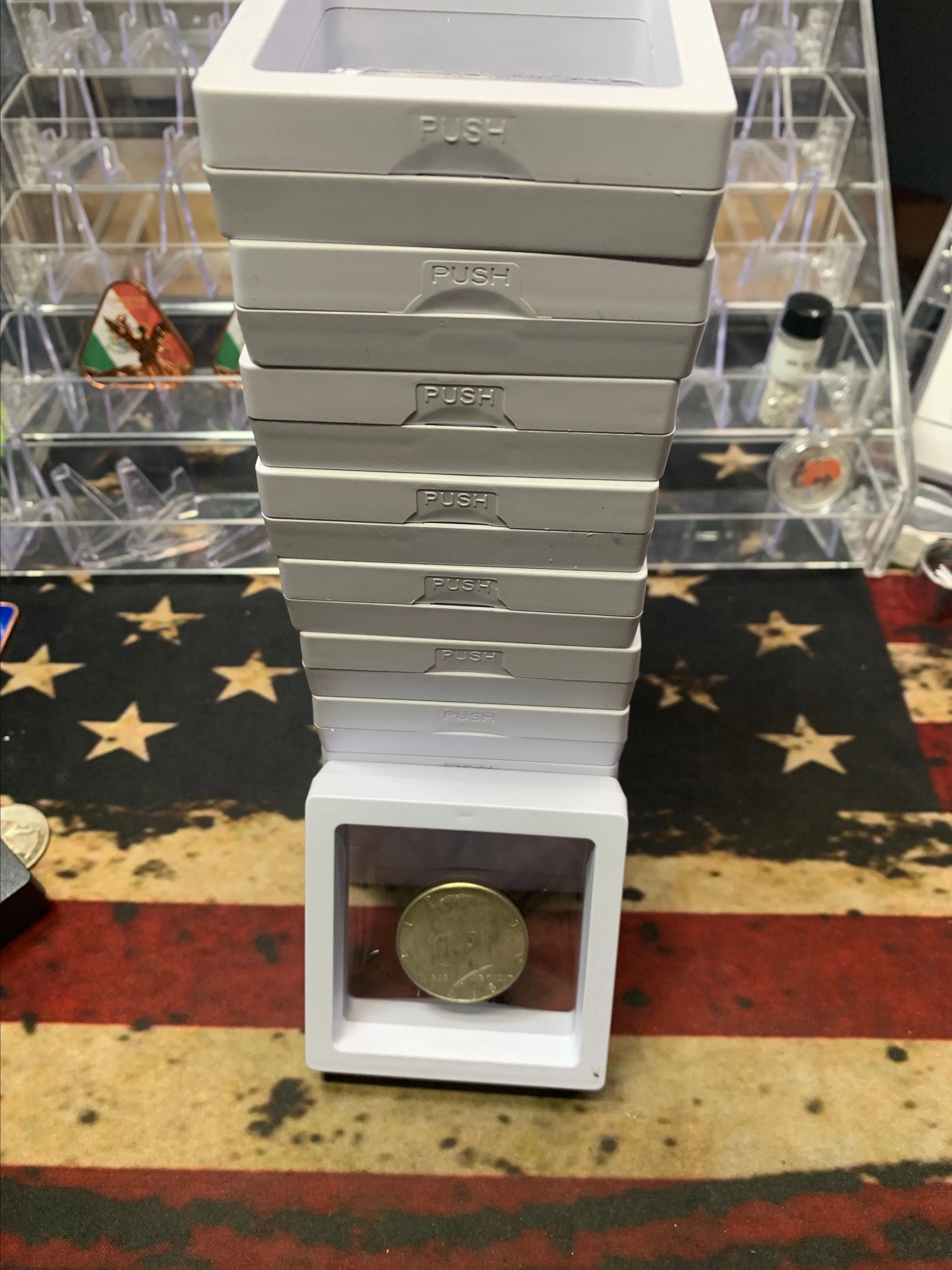 Product image for 10 white 3-d display boxes for coins, jewelry, and nice display items