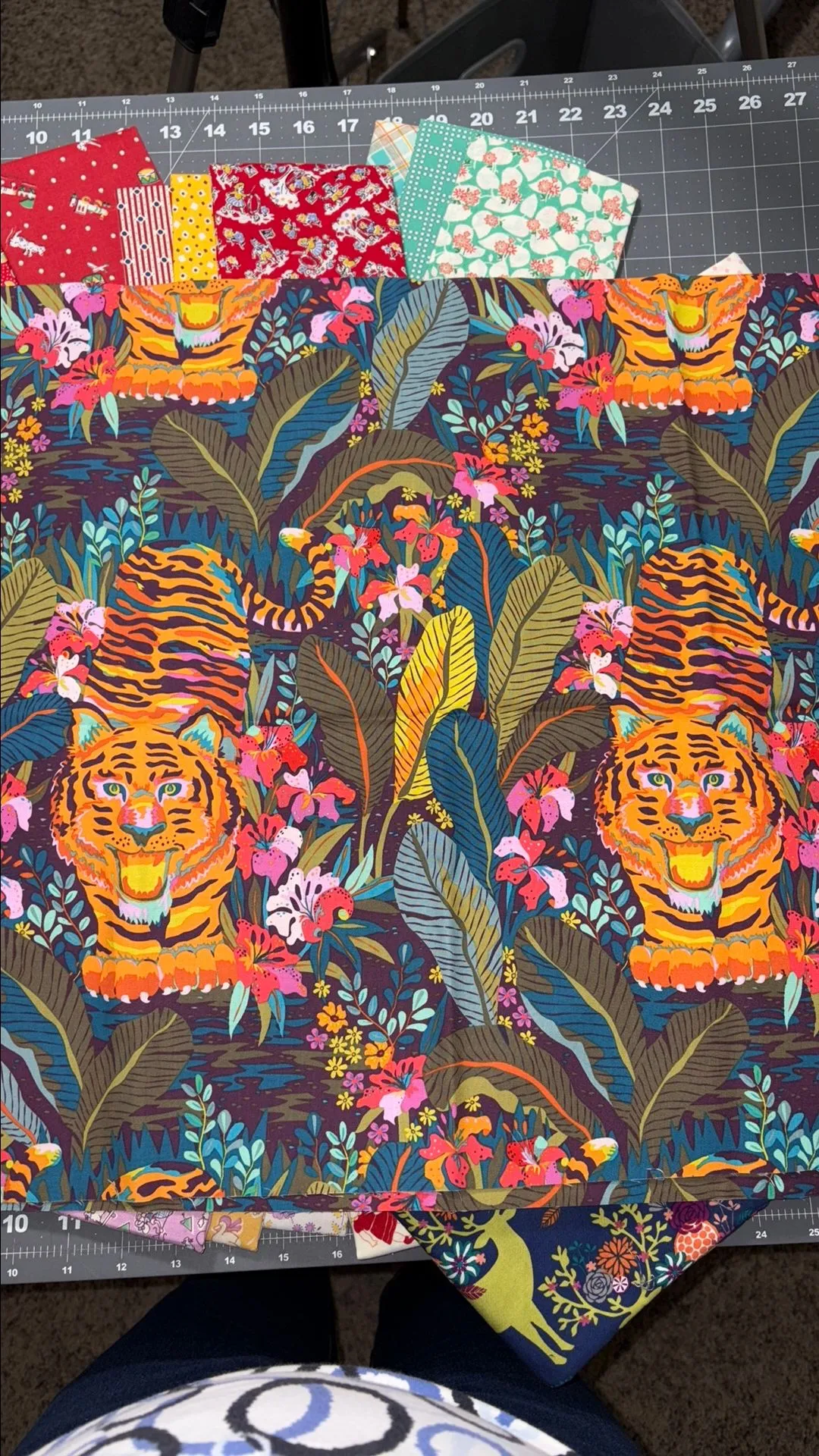 Product image for 00Bks Pounce Kindred Sketches by Kathy Doughty for Figo Tigers 1 yard