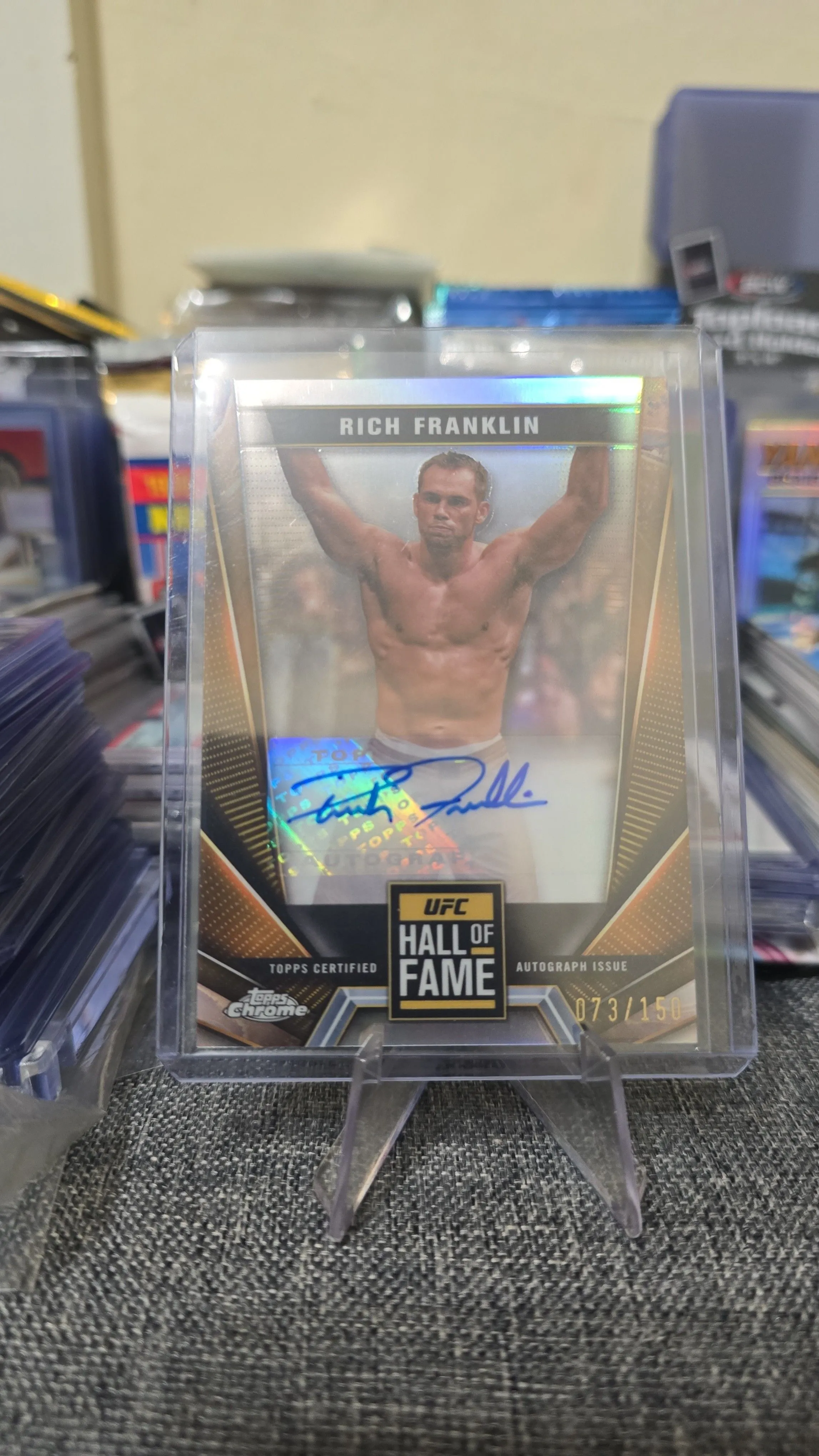 Product image for 2024 Topps Chrome UFC Hall of Fame Refractor /150 Rich Franklin #HFA-RFR Auto