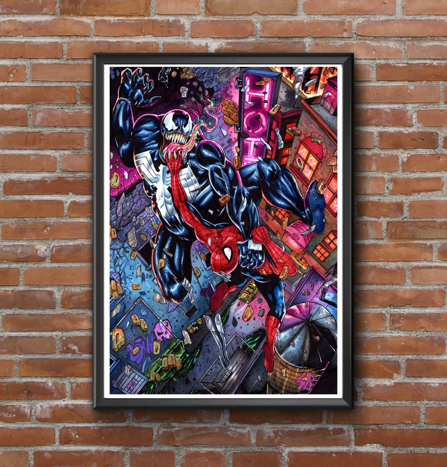 Product image for Spider-man VS Venom A4 Poster - Art by Sam Rogers - Limited Edition Marvel Print