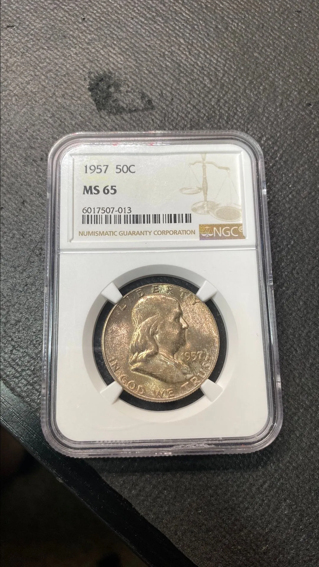 Product image for 1957 MS65 Franklin half