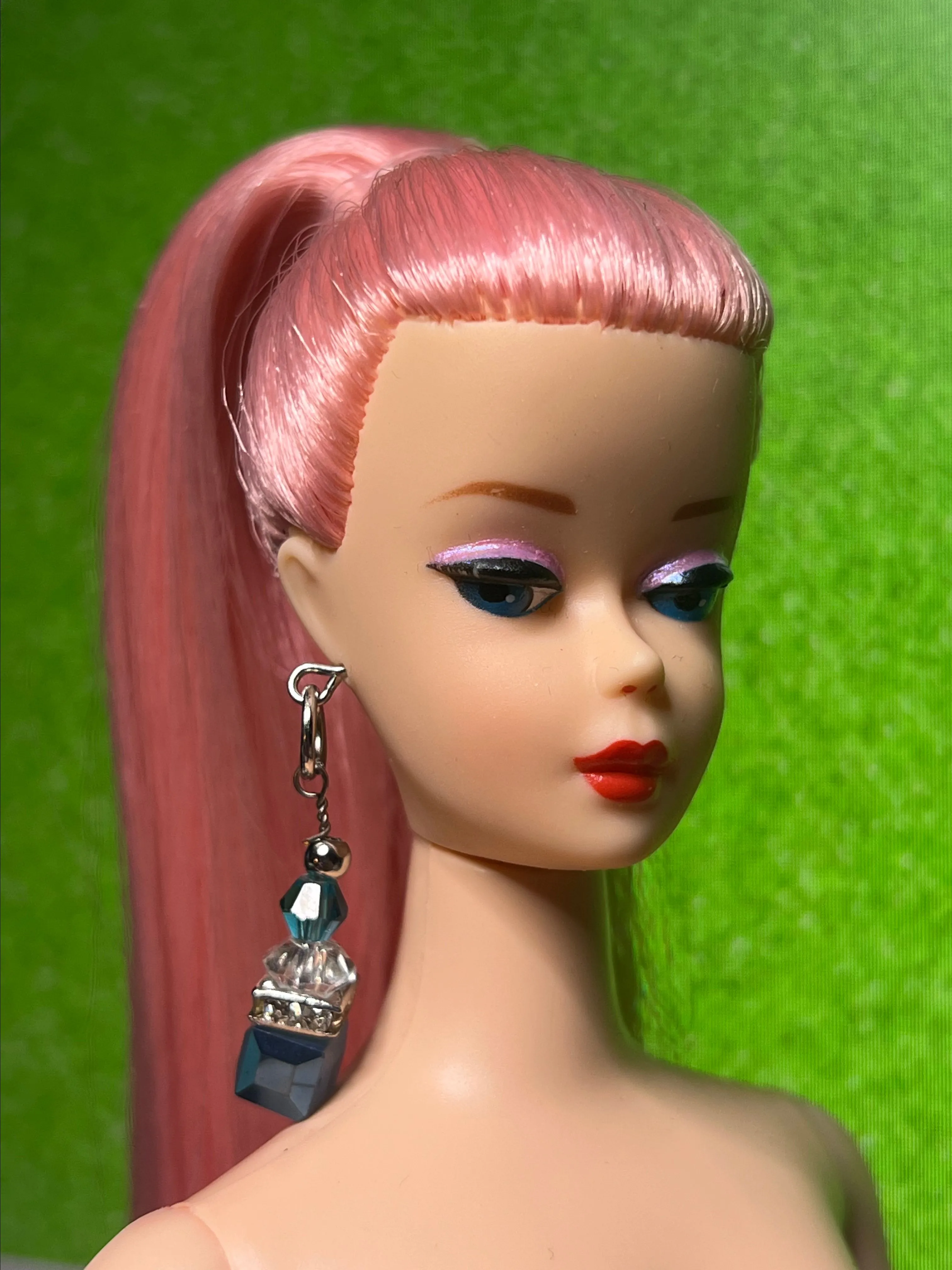 Product image for Handmade Doll Earrings - Medium Blue Trapeze