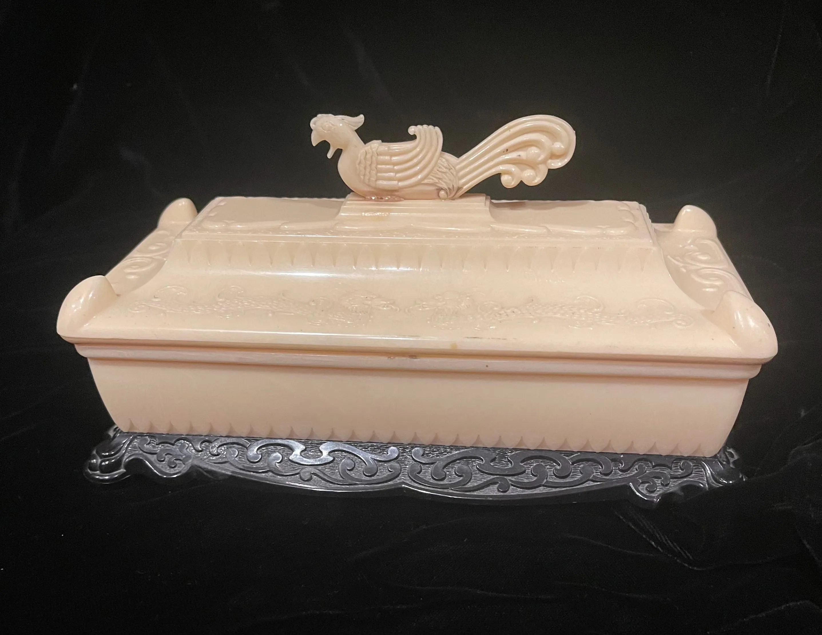 Product image for Vintage Celluloid Dragon Phoenix Trinket Box
