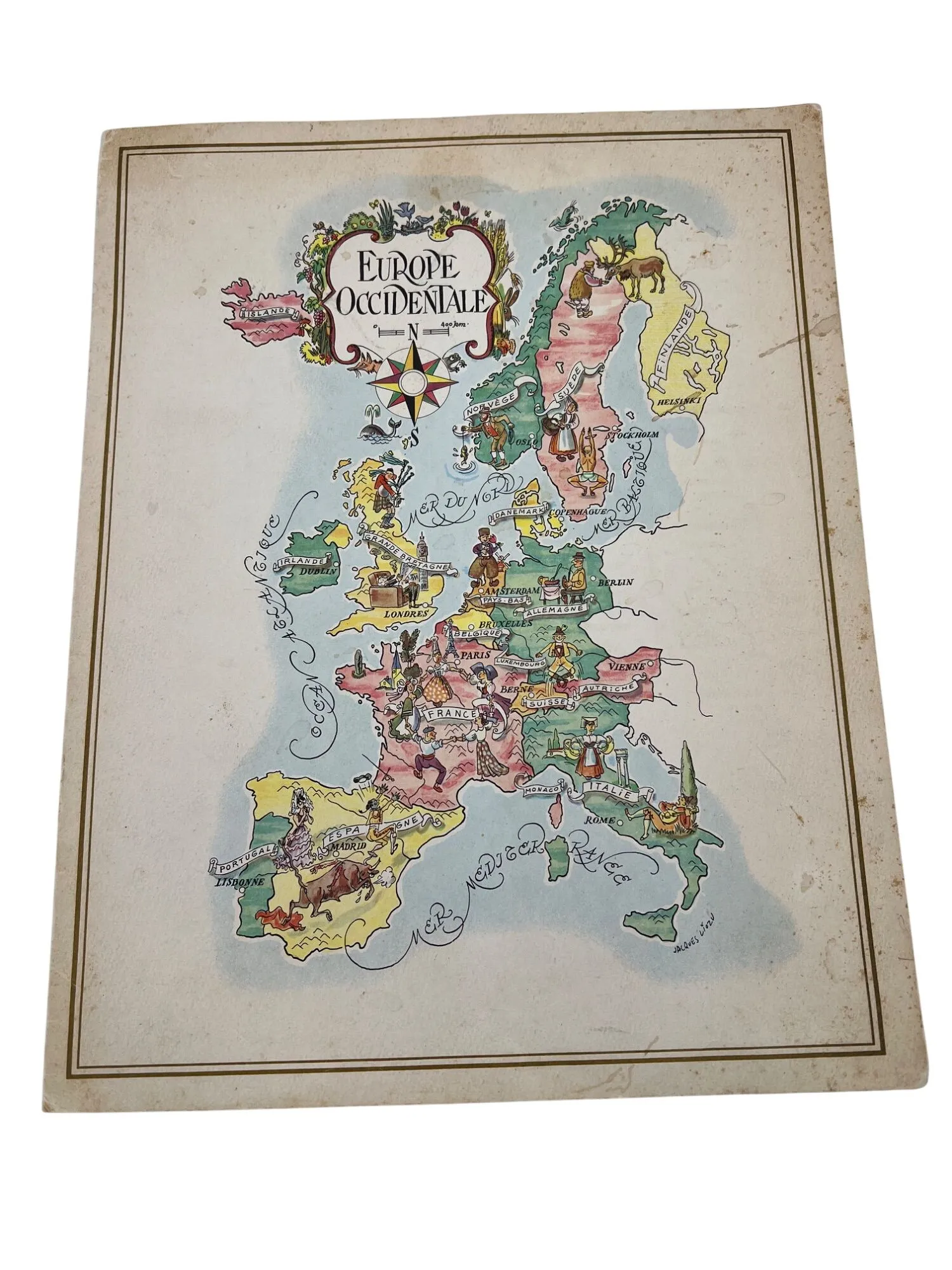 Product image for Vintage 1960 Pan American Airways First Class Menu w/ Europe Map Lithograph