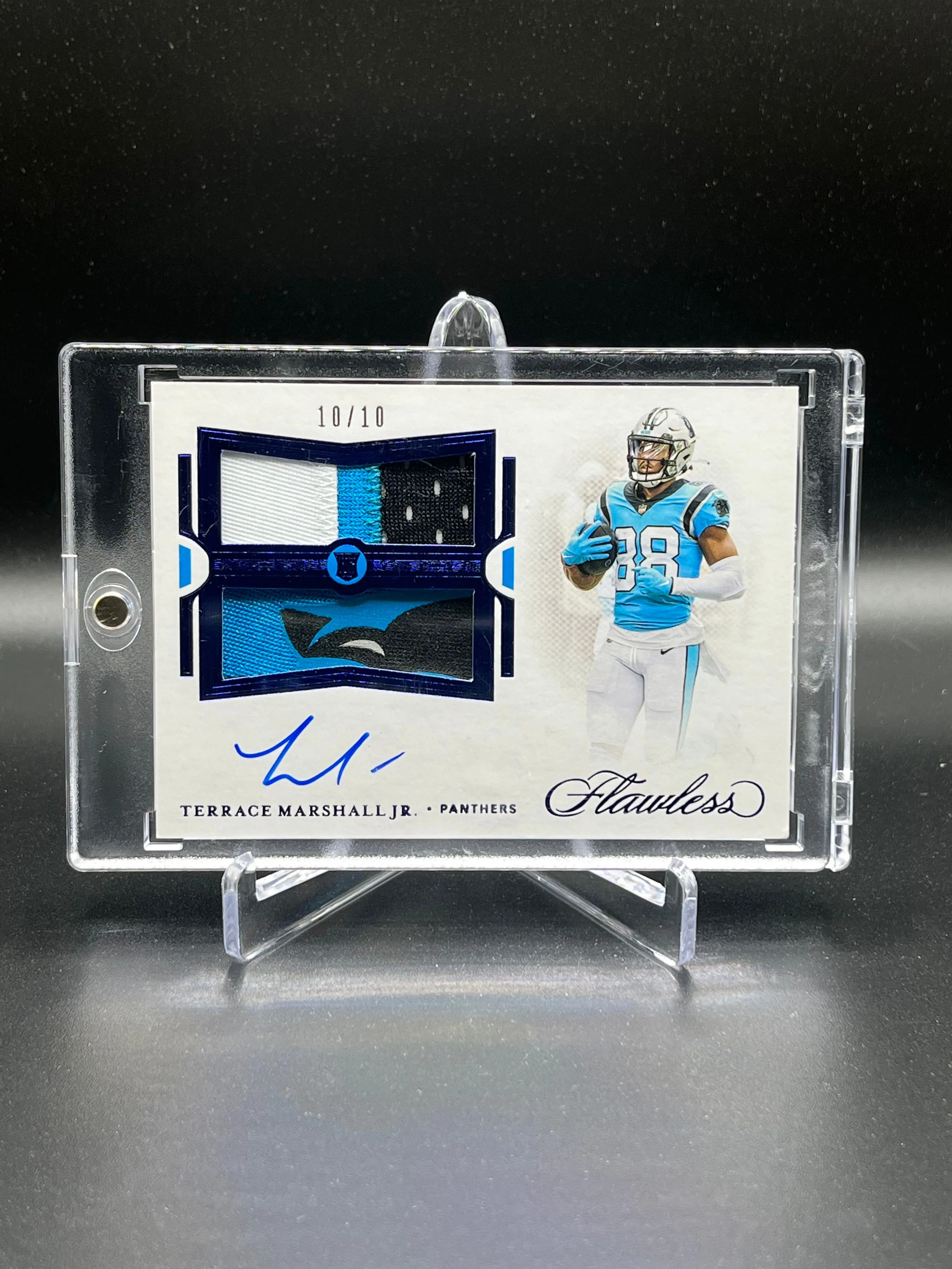 Product image for 2021 Panini Flawless Terrace Marshall Jr. RC Rookie Dual Patch AUTO Sapphire /10 #RDPA-TMA