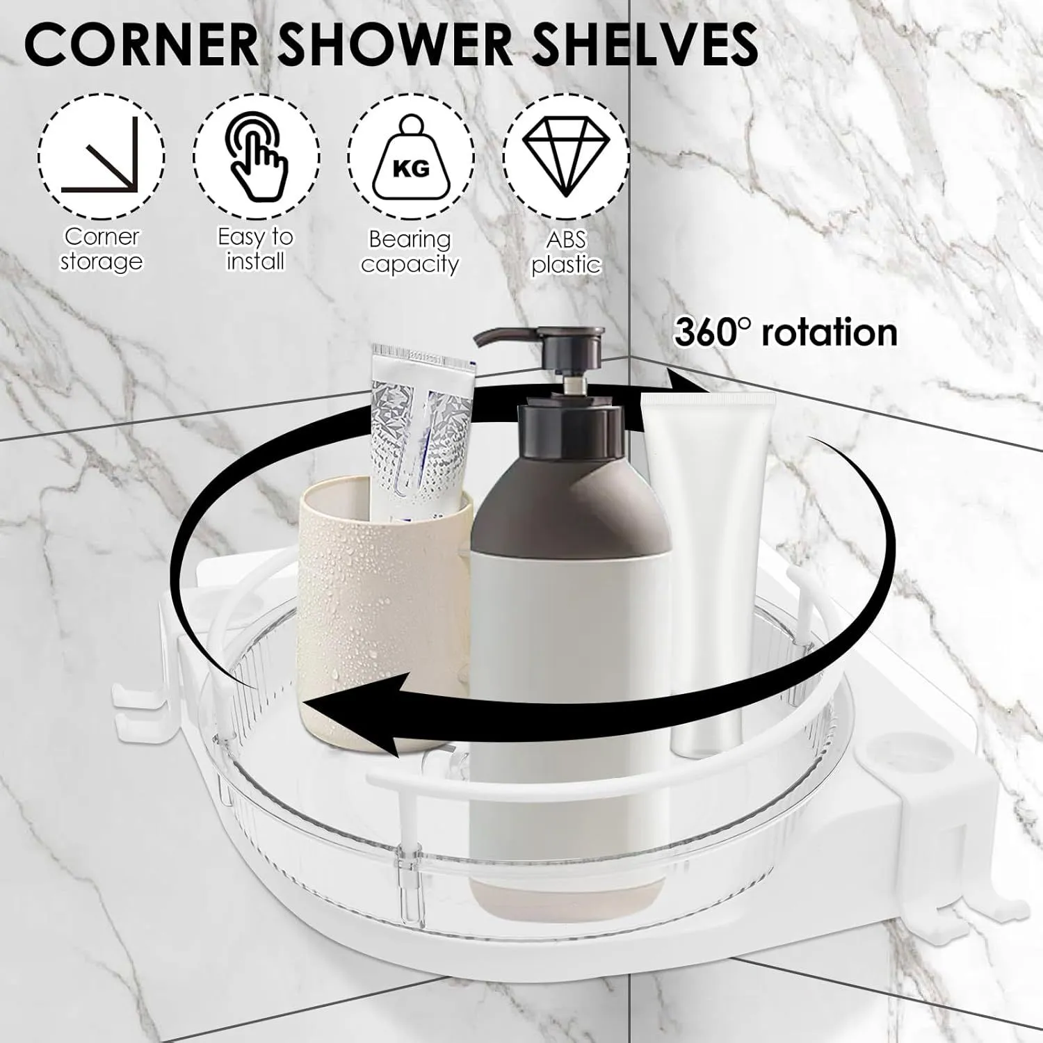 Product image for #103 Corner Shower Caddy, 2 Pack Lazy Susan Shower Organizer