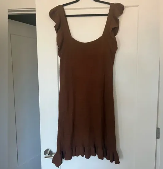 Product image for XL - NWT House of Harlow 1960 Brown Knit Ruffle Dress