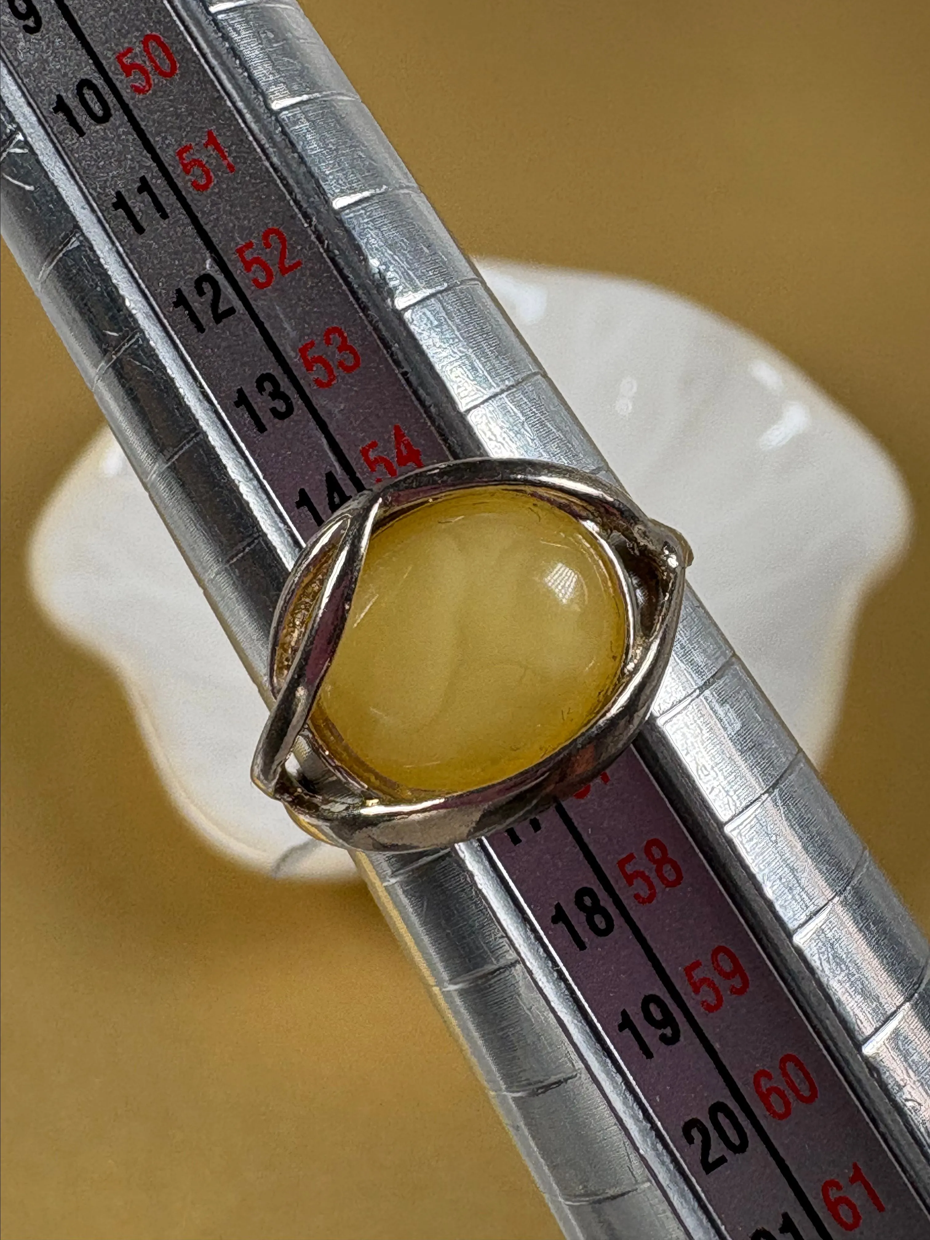 Product image for #7A1: 💛 Sterling Silver Yellow Agate Ring – Size 7.25–7.5 💛