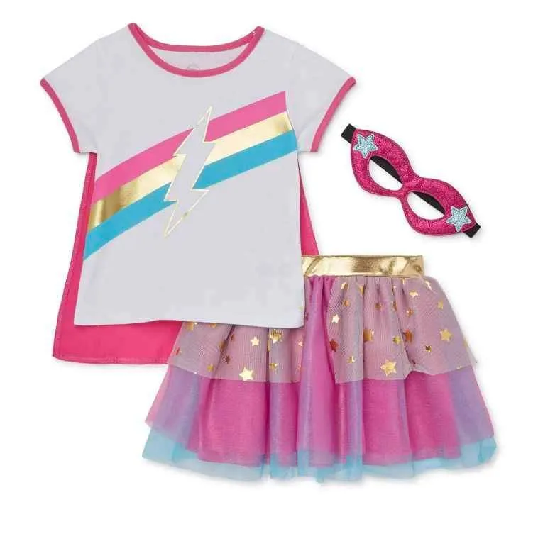 Product image for NWT Toddler girls 2T four piece superhero outfit. with glasses