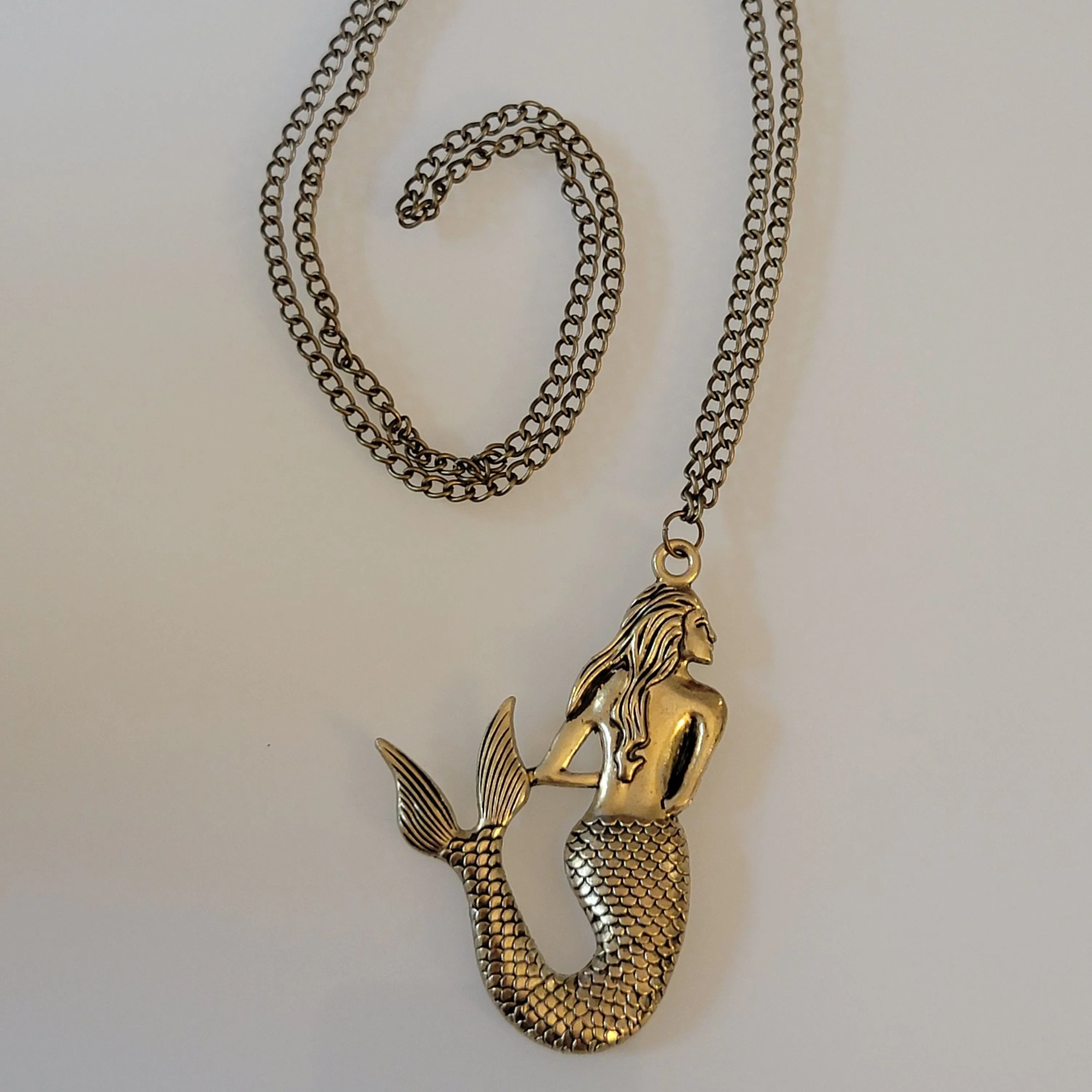 Product image for NEW Unique A tique Gold Mermaid Pendant Necklace