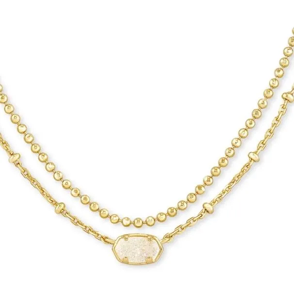 Product image for New Kendra Scott Emilie Gold Multi Strand Necklace in Iridescent Drusy MSRP $75