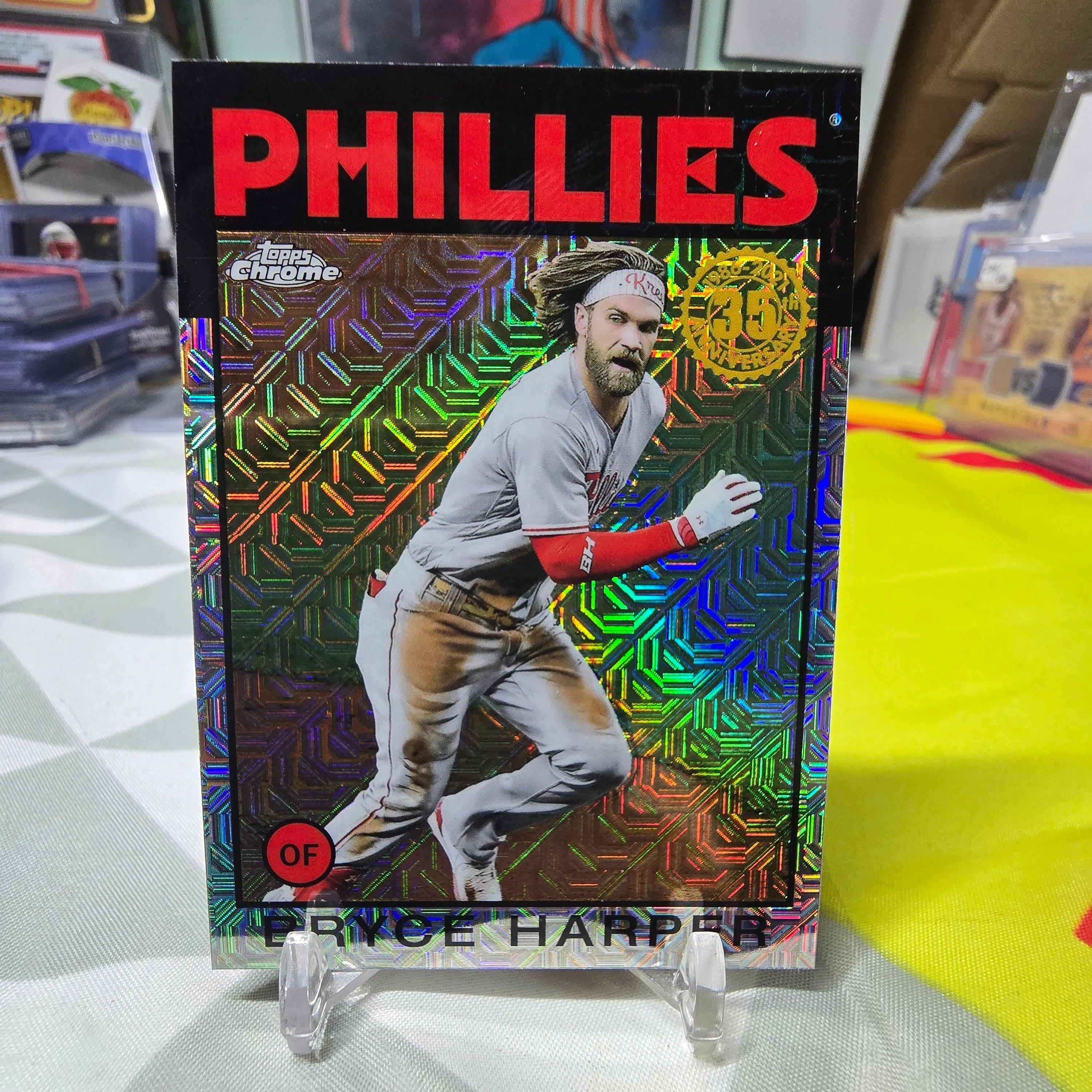 Product image for 2021 Topps Update #86C-3 Bryce Harper 1986 Chrome Mojo Refractor Phillies