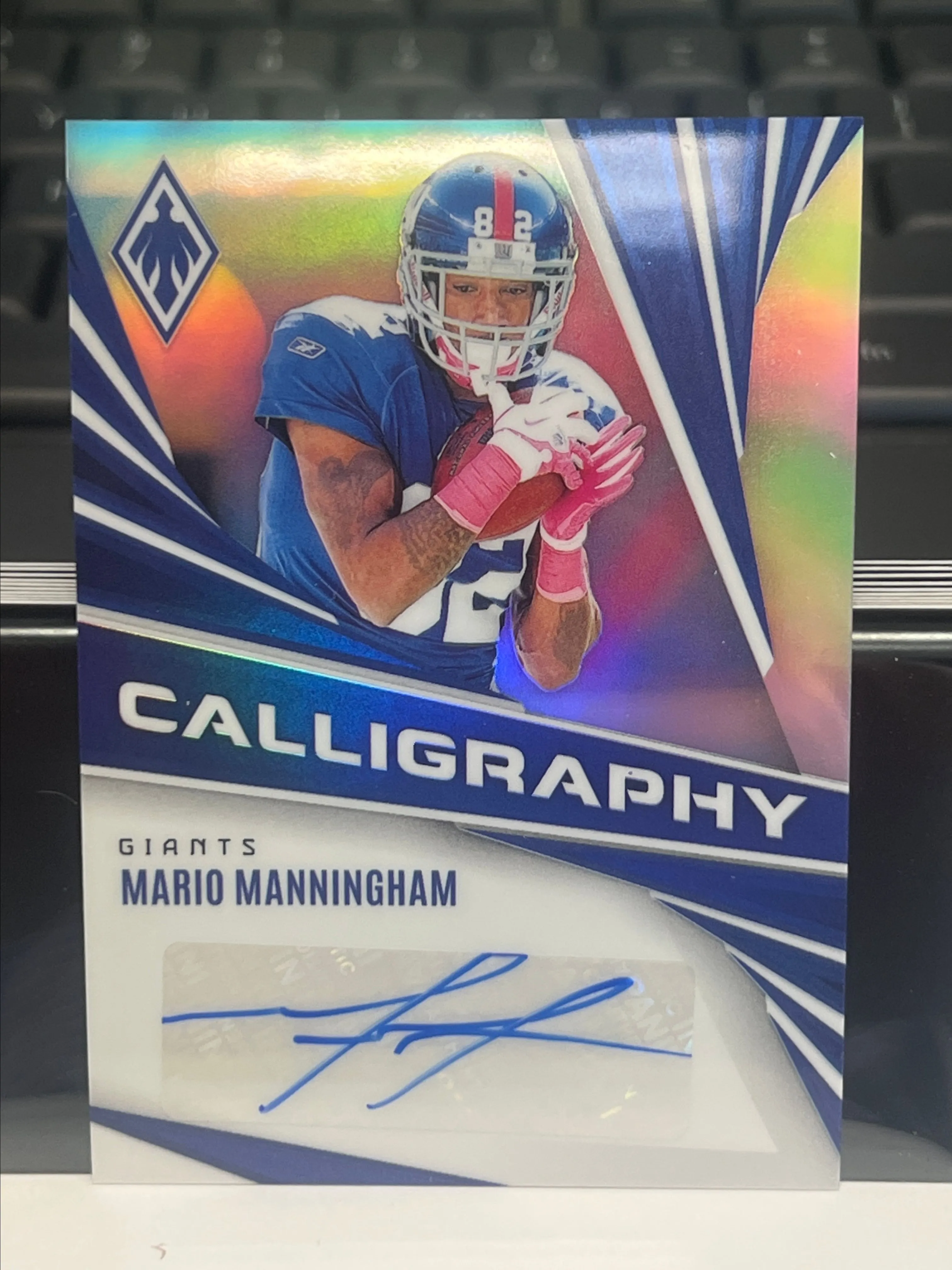 Product image for 2024 Phoenix Football Mario Manningham Calligraphy Silver Prizm Autograph New York Giants