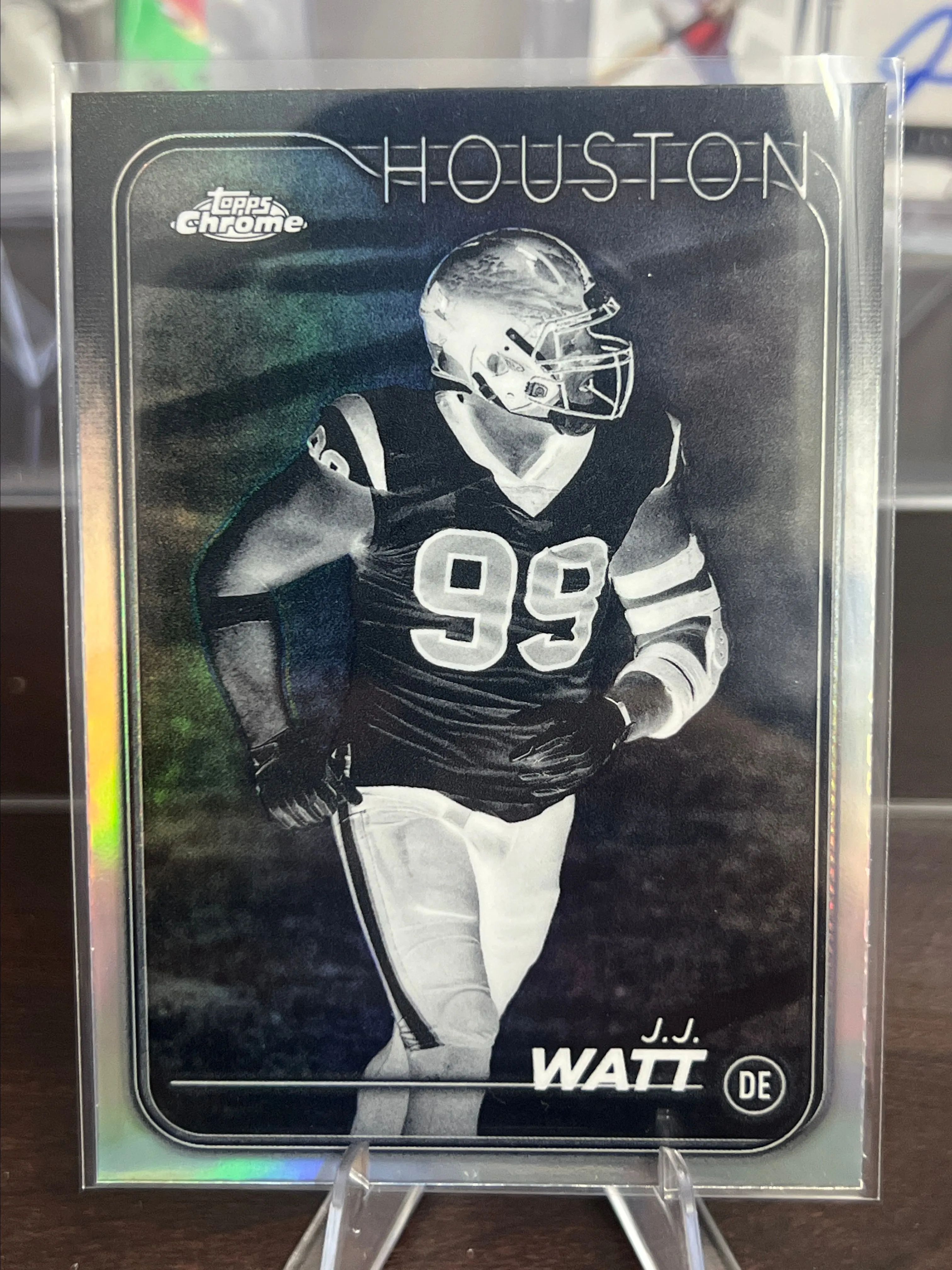 Product image for 2024 Topps Chrome #82 J.J. Watt Negative Refractor Houston Texans SP