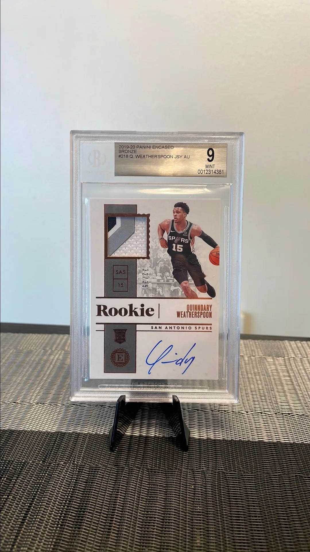 Product image for BGS MINT 9/10 Auto- /35 2020 Panini Encased Basketball QUINNDARY WEATHERSPOON Rookie Patch Auto RPA