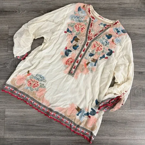 Product image for Johnny Was Gracie Embroidered Tunic Blouse Women Size 2X