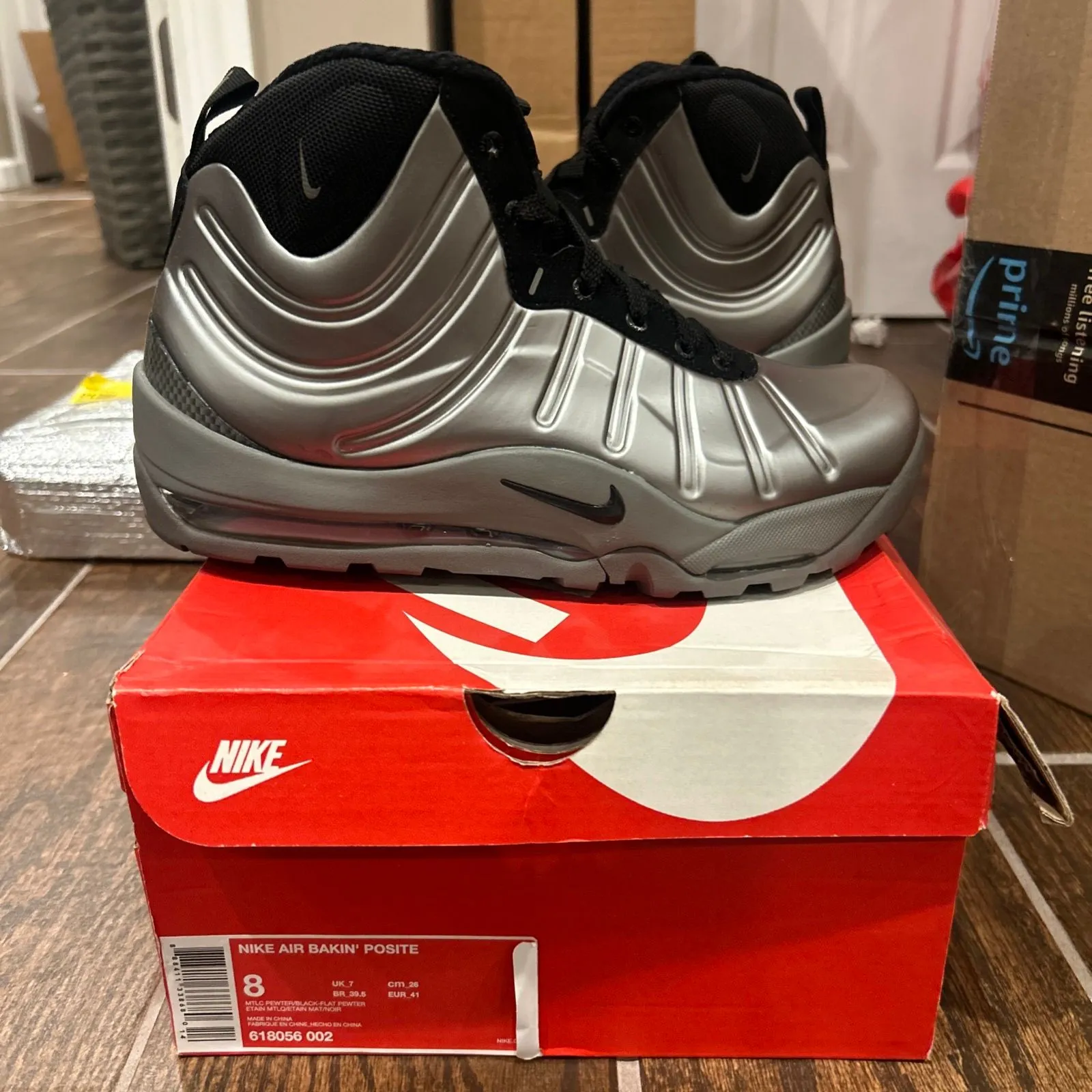 nike air bakin posite silver