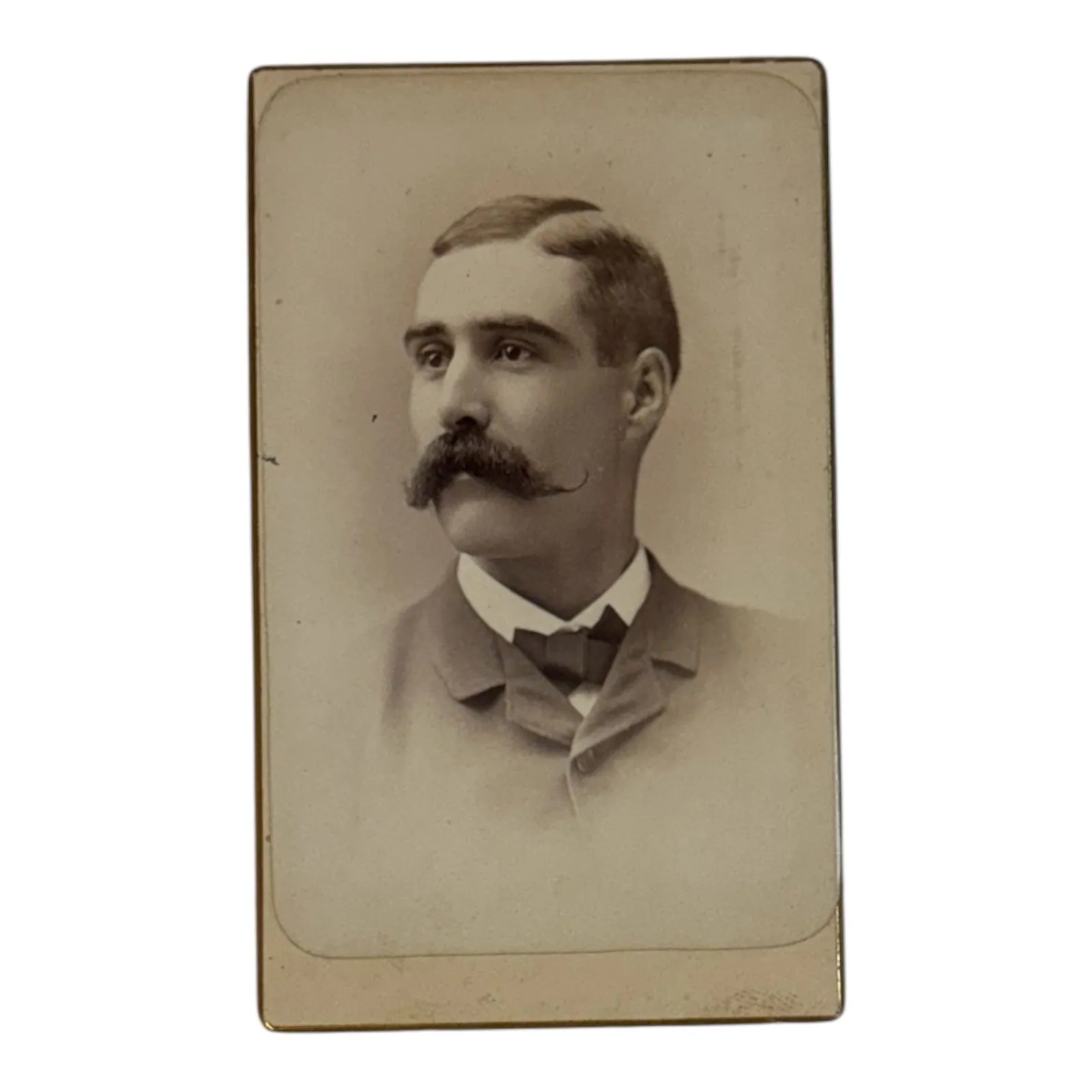 Product image for Epic Handlebar Mustache CDV * Good Looking Man * Dreamy Eyes! * Nashua, N.H. * Good Gilt Edges