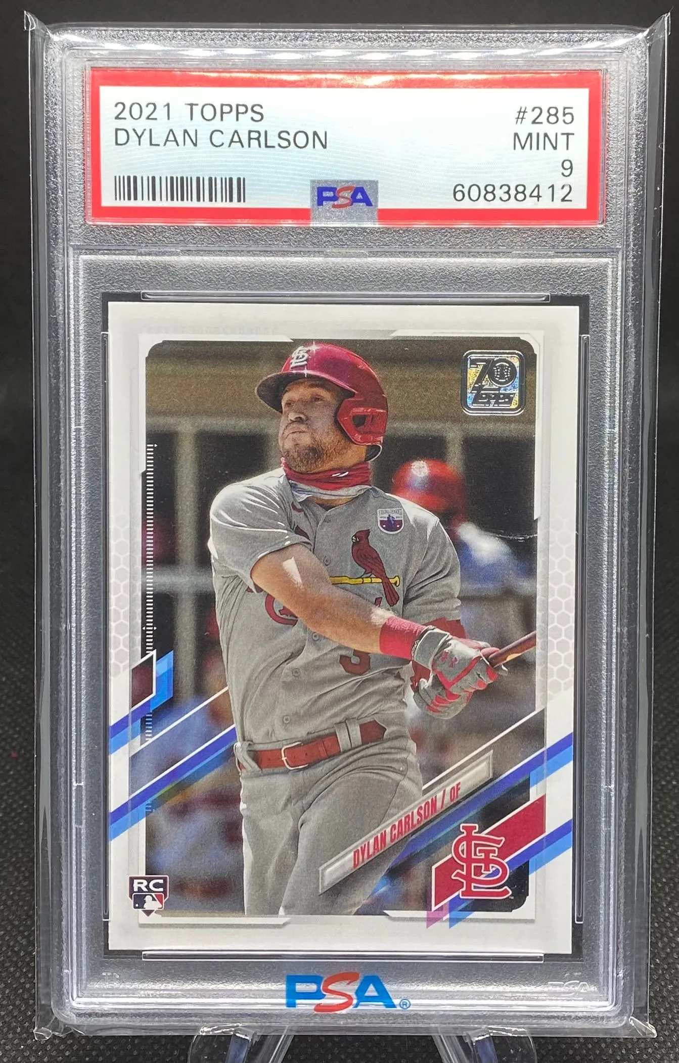 Product image for DYLAN CARLSON (RC) ~ 2021 Topps Baseball Series 1 #285 [St. Louis Cardinals] Graded PSA Mint 9