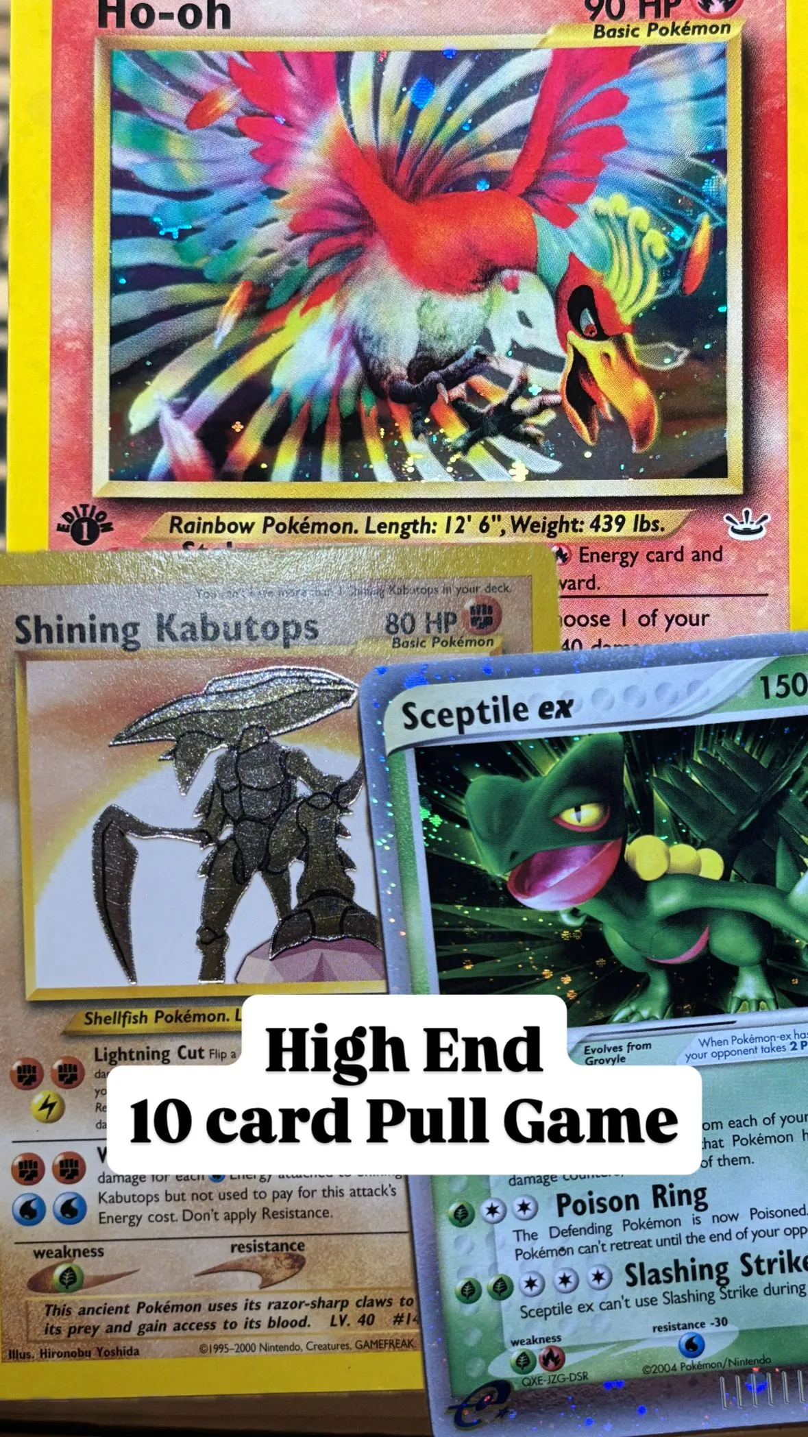 Product image for Spot #7  10 Card Pull Game Shining Kabutops, 1st Ed Ho-oh, Sceptipe EX PICK YOUR CHASE