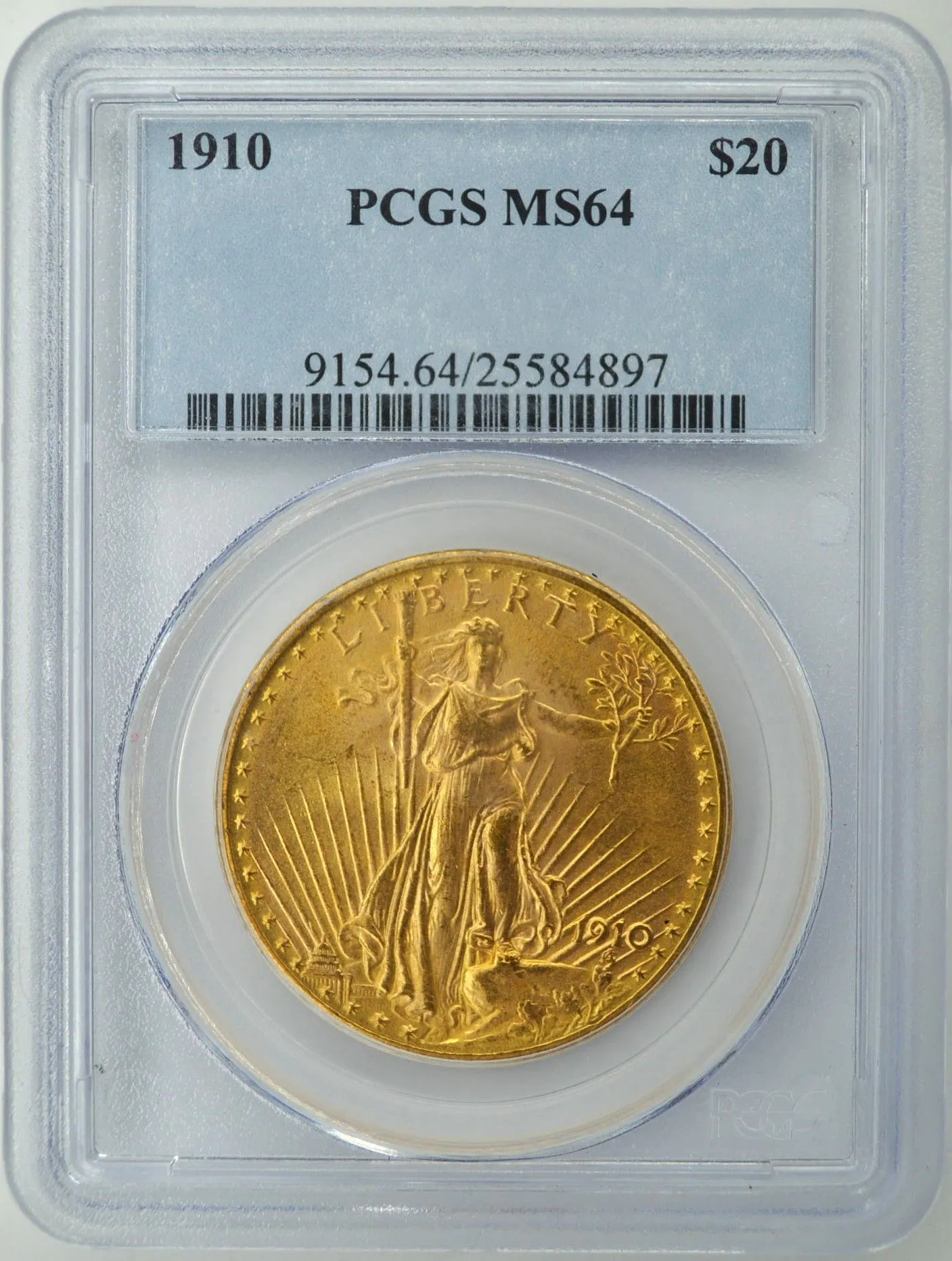 Product image for 1910 $20 GOLD ST. GAUDENS DOUBLE EAGLE PCGS MS 64