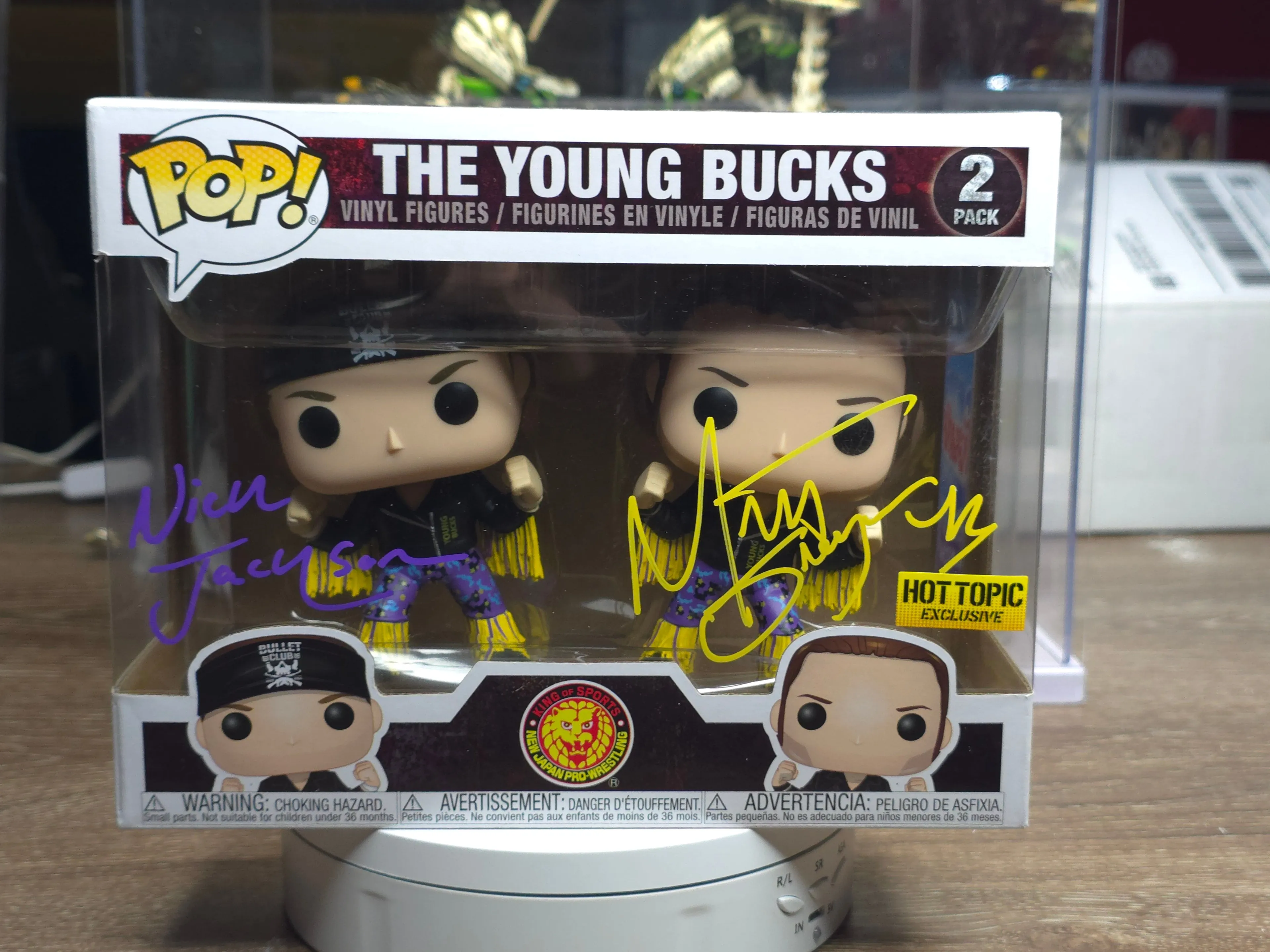 Product image for 2 Pack	The Young Bucks (Bullet Club) New Japan Pro-Wresteling Hot Topic Exclusice Signed by Matthew Ronjon Massie & Nicholas Lee Massie