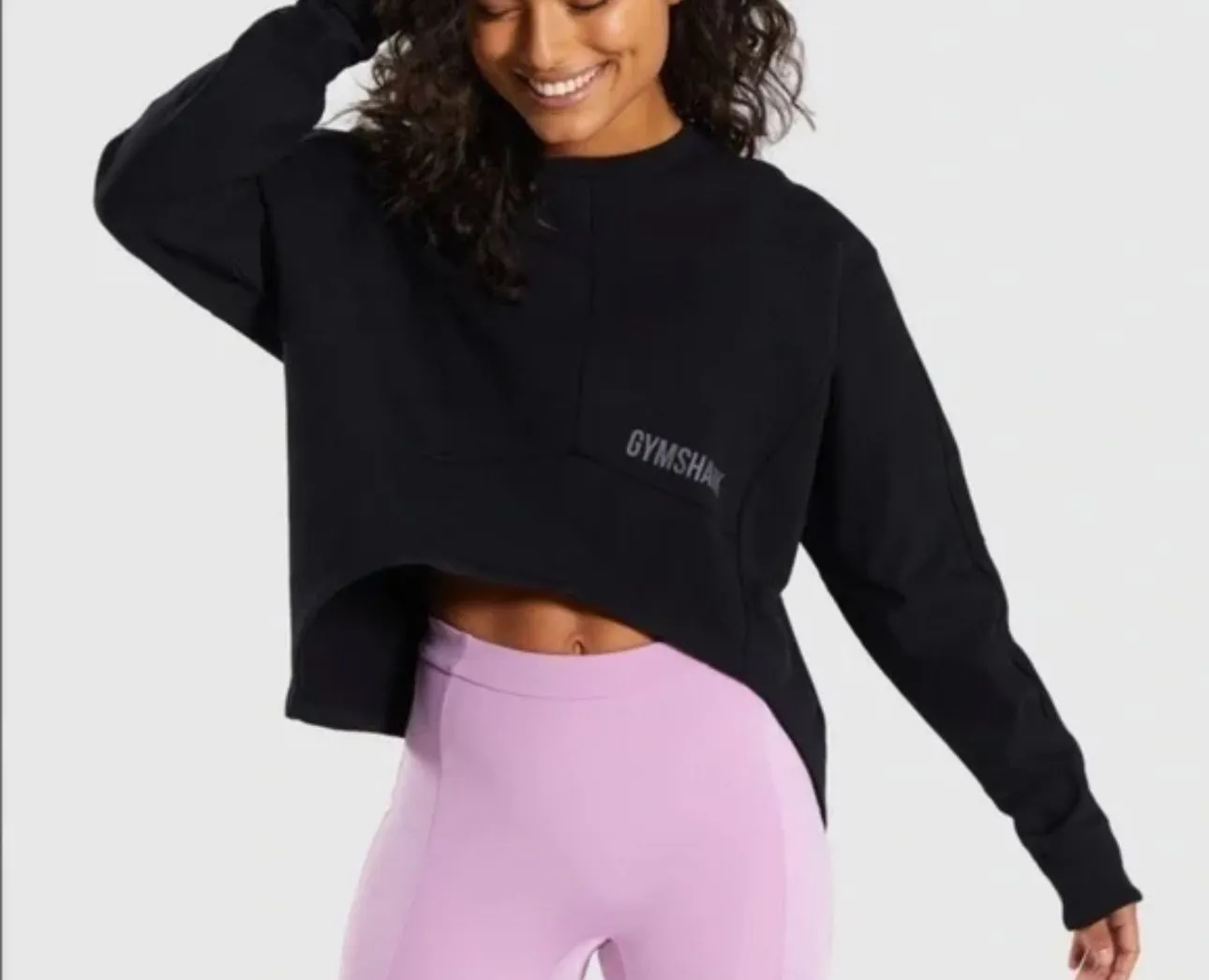 Product image for Gymshark Sweatshirt Small Black Cropped