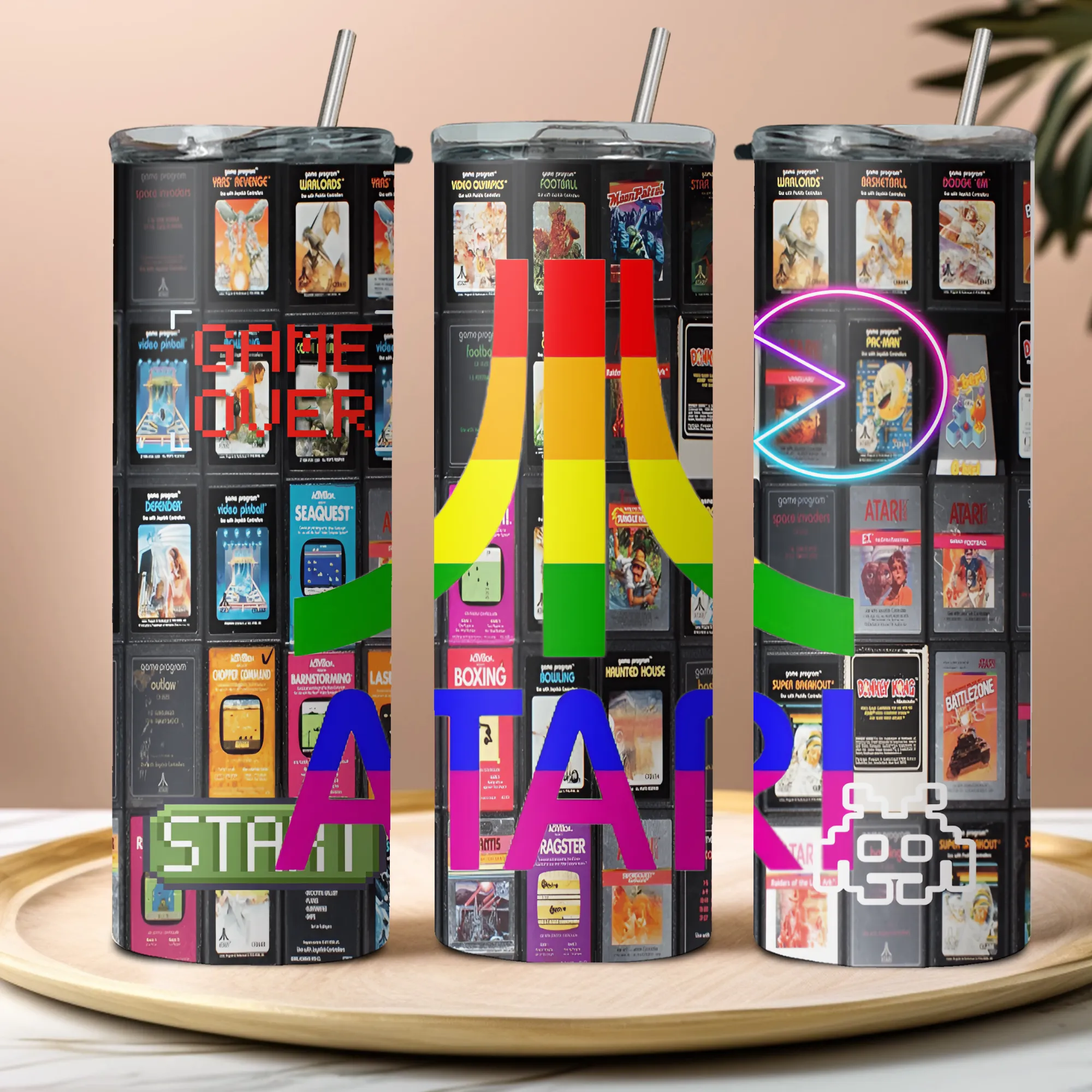 Product image for classic games 20oz stainless steel tumbler with lid and straw
