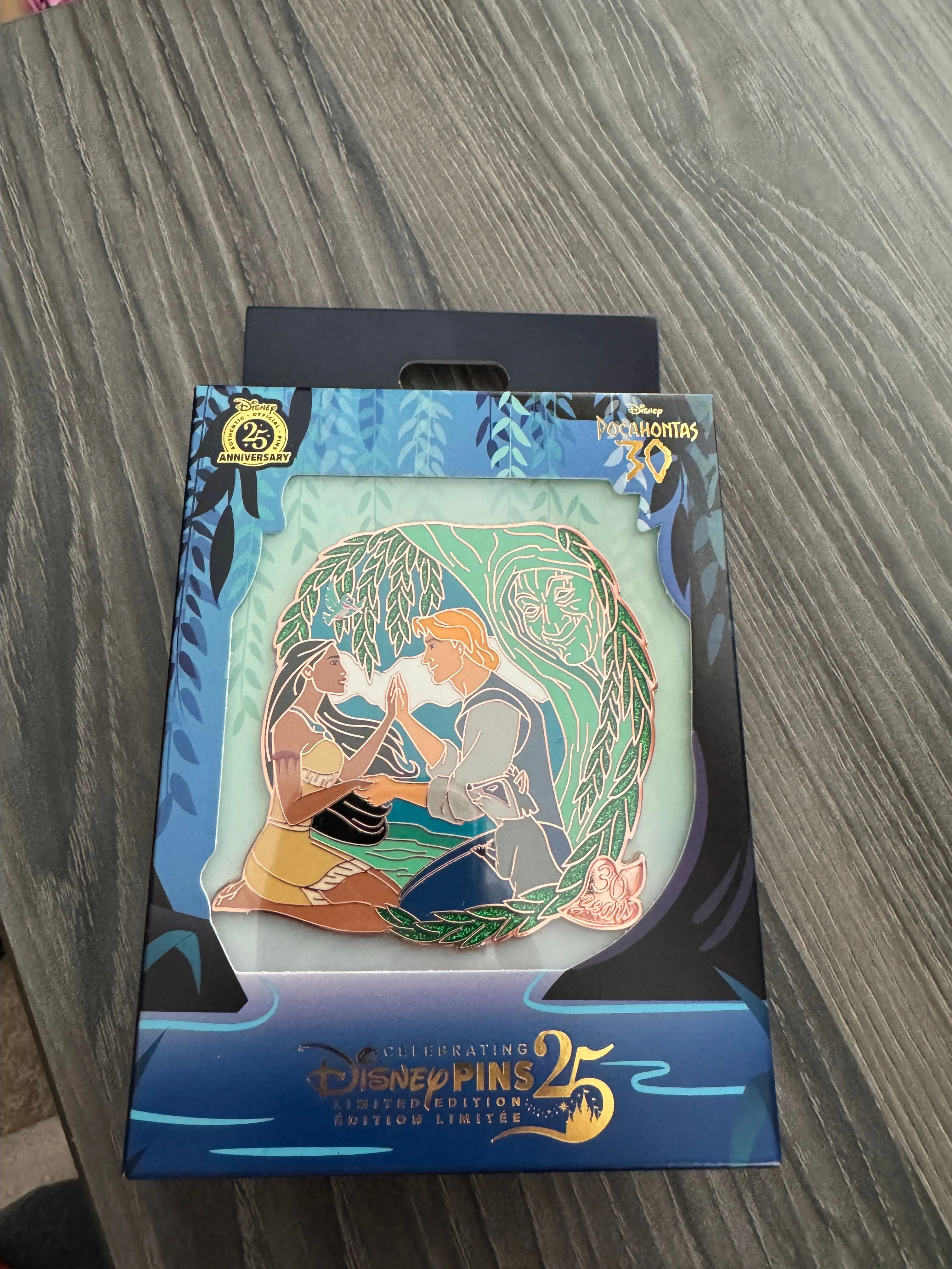 Product image for Disney 2025 LE 2000 Pocahontas & John Smith 30th Anniversary Glitter Pin