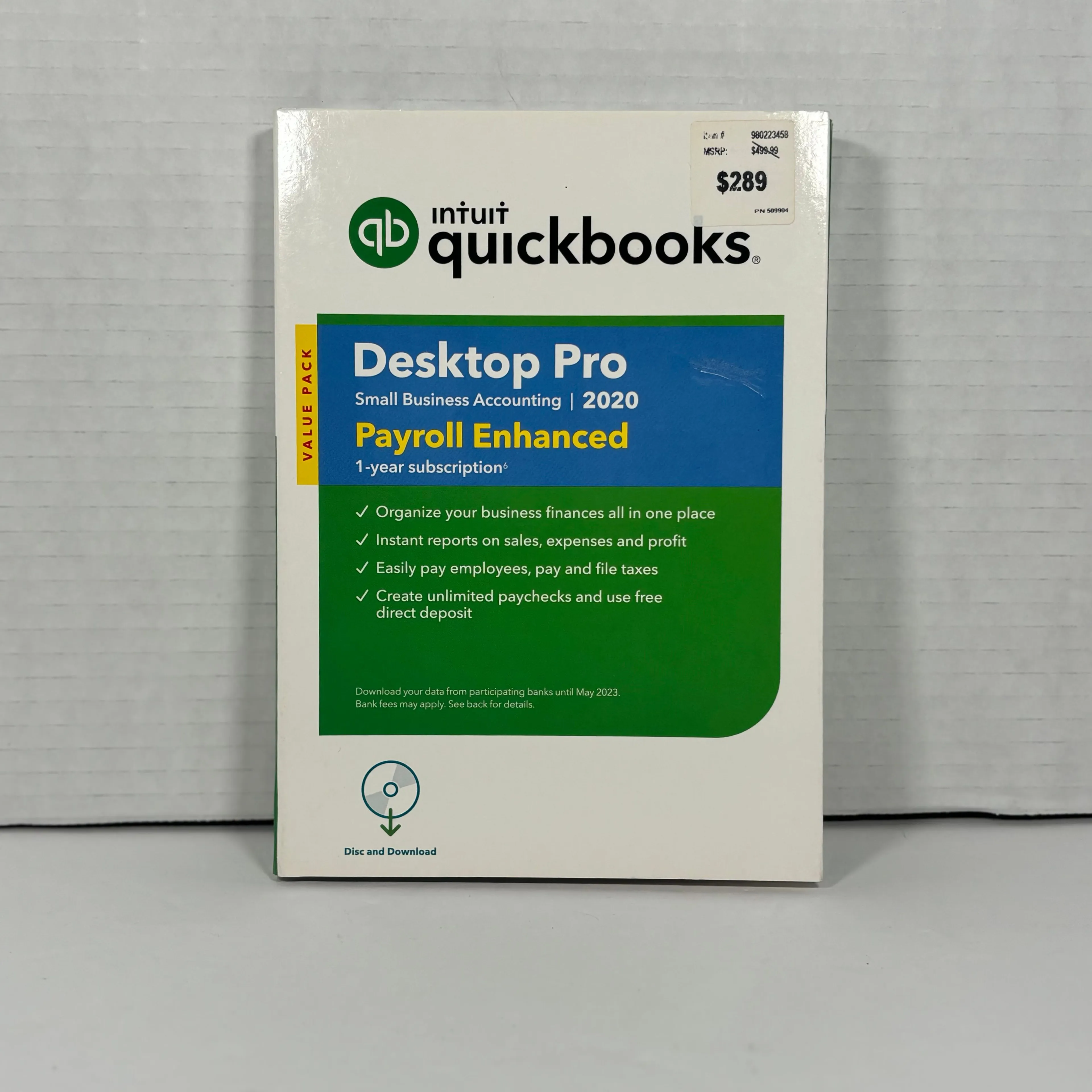 Product image for Intuit Quickbooks Desktop Pro 2020 Payroll Enhanced Physical Disc | New Sealed