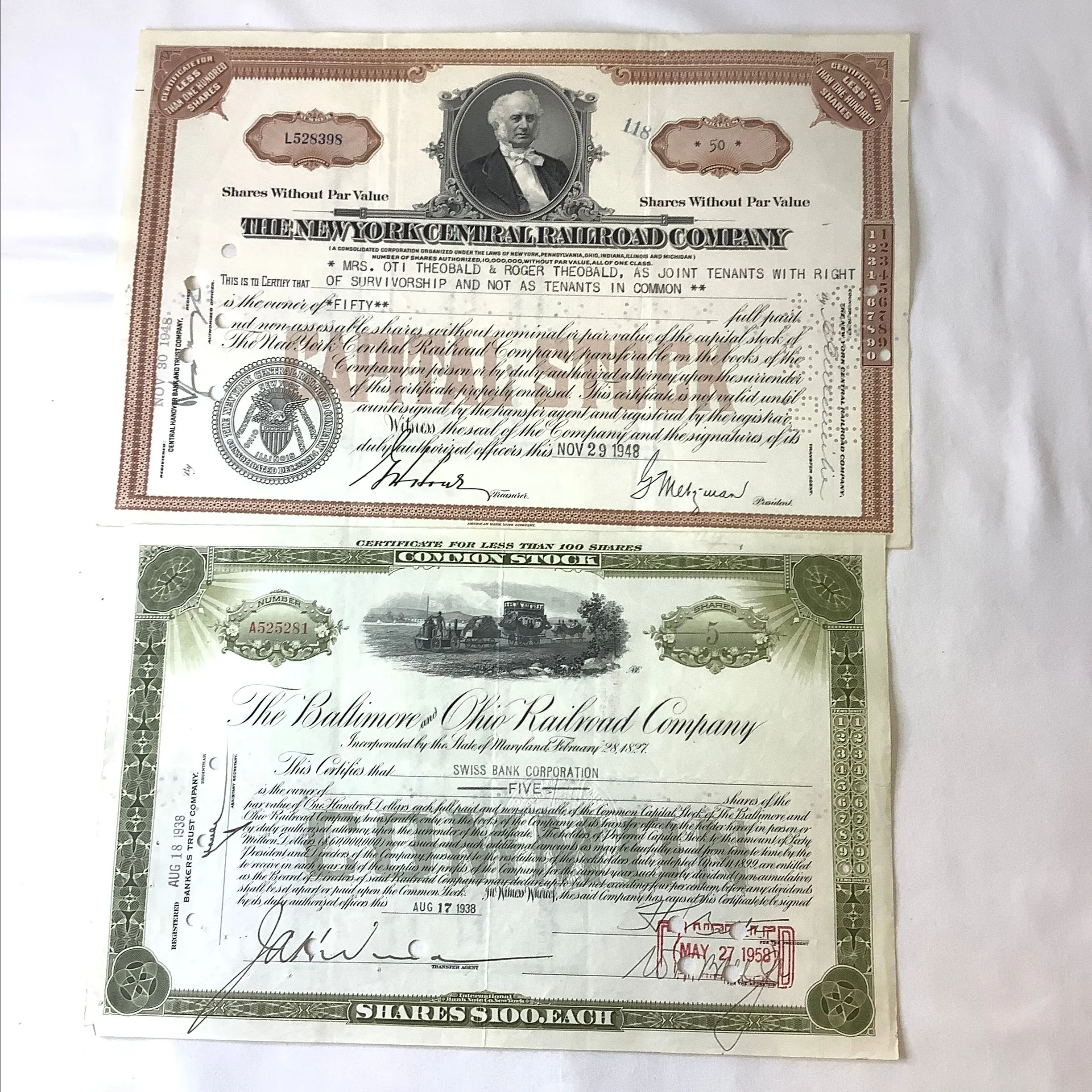 Product image for 8. Railroad stock certificates