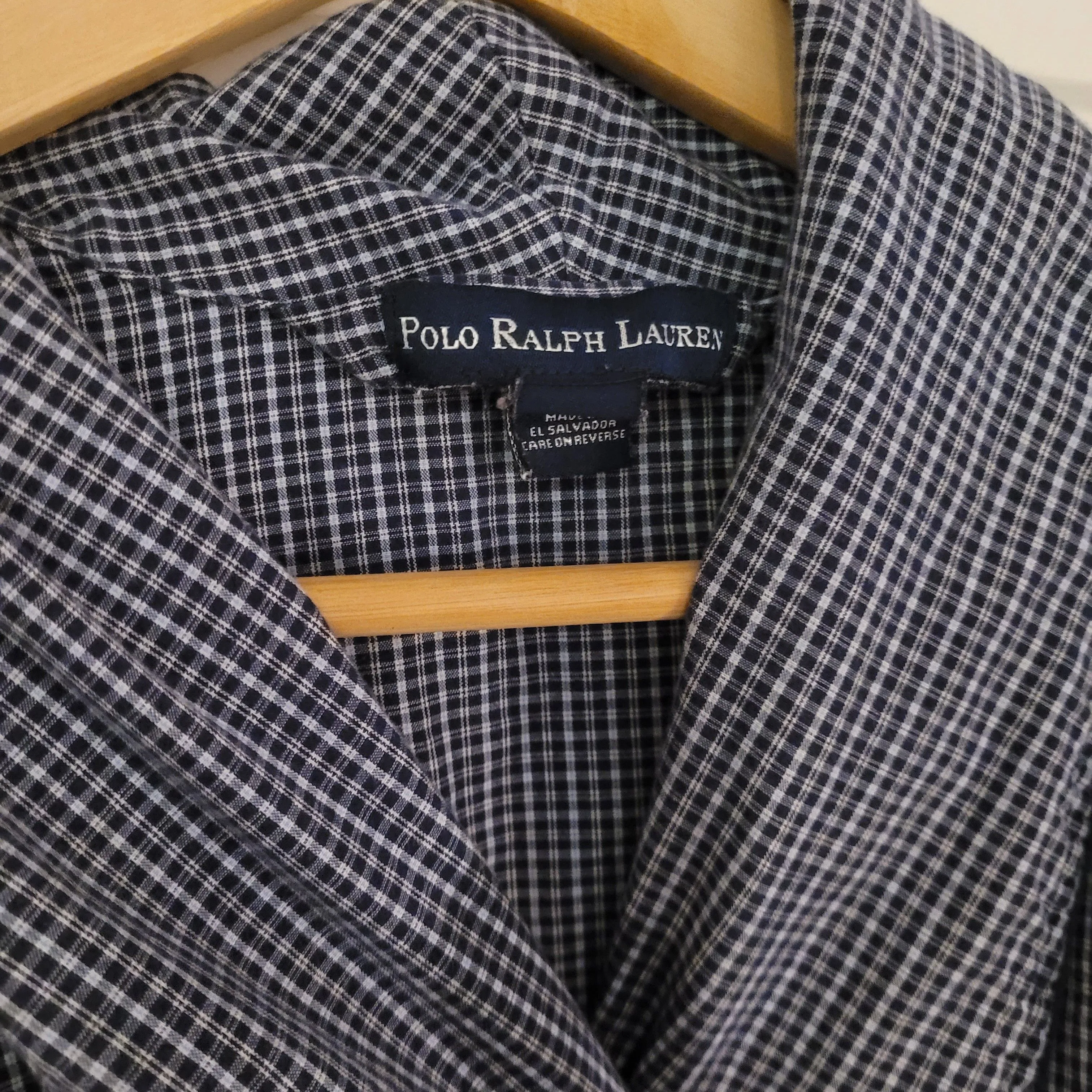 Product image for Vintage Mens - Robe - Navy White Gingham Check Ralph Lauren Robe  S/M