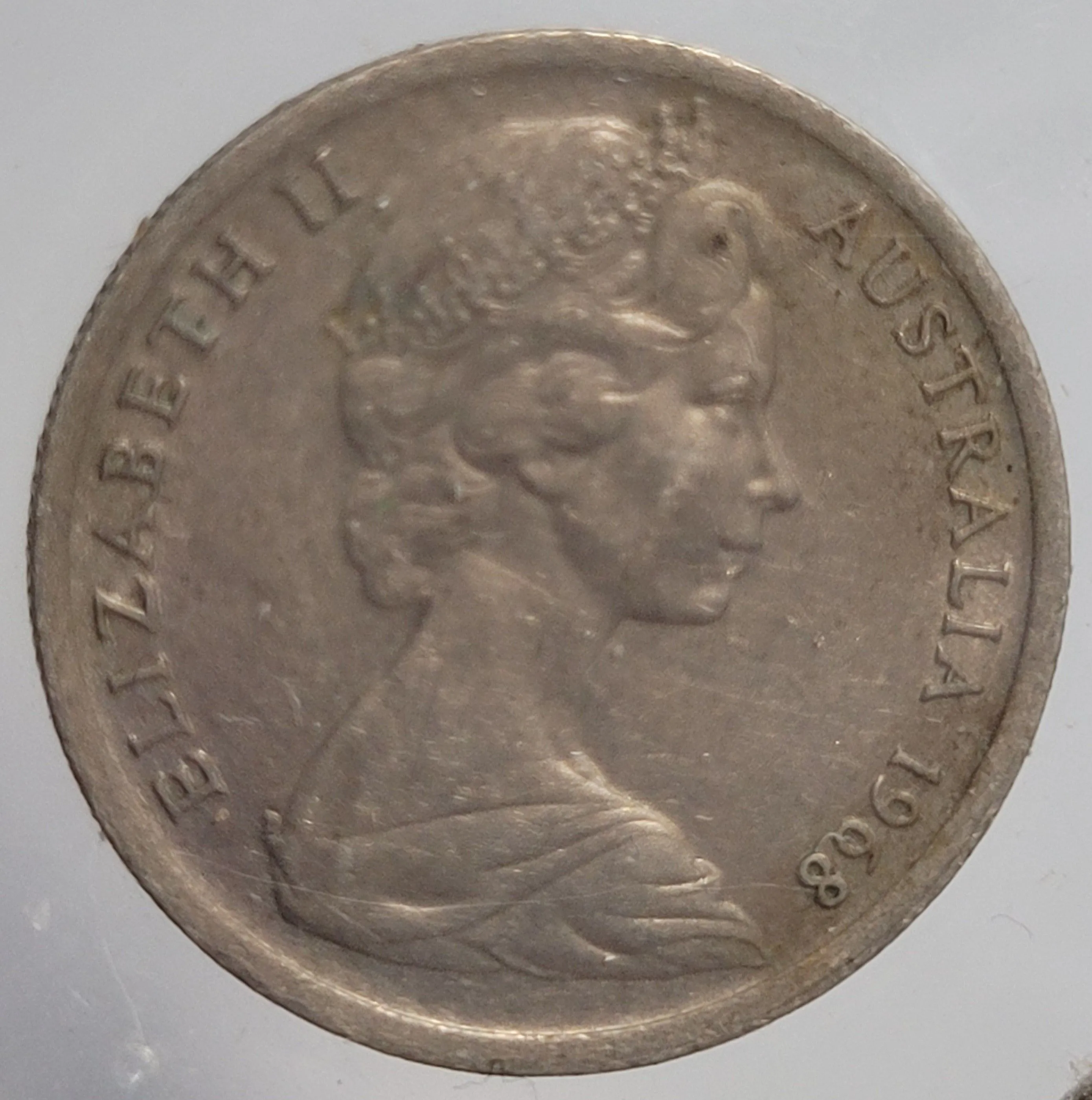 Product image for 1968 Australia 5 Cent Queen Elizabeth II Second Portrait Echidna 19.42mm 2.83g Coin. The coin appear