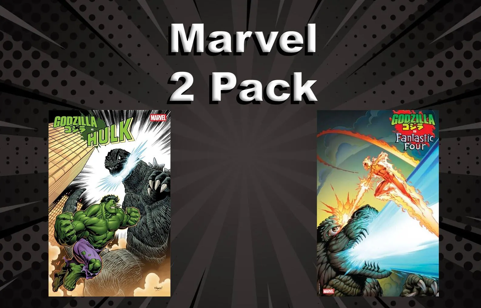 Product image for Marvel Foil 2 Pack Set 4 Godzilla Vs Hulk #1 & Godzilla Vs Fantasic Four #1