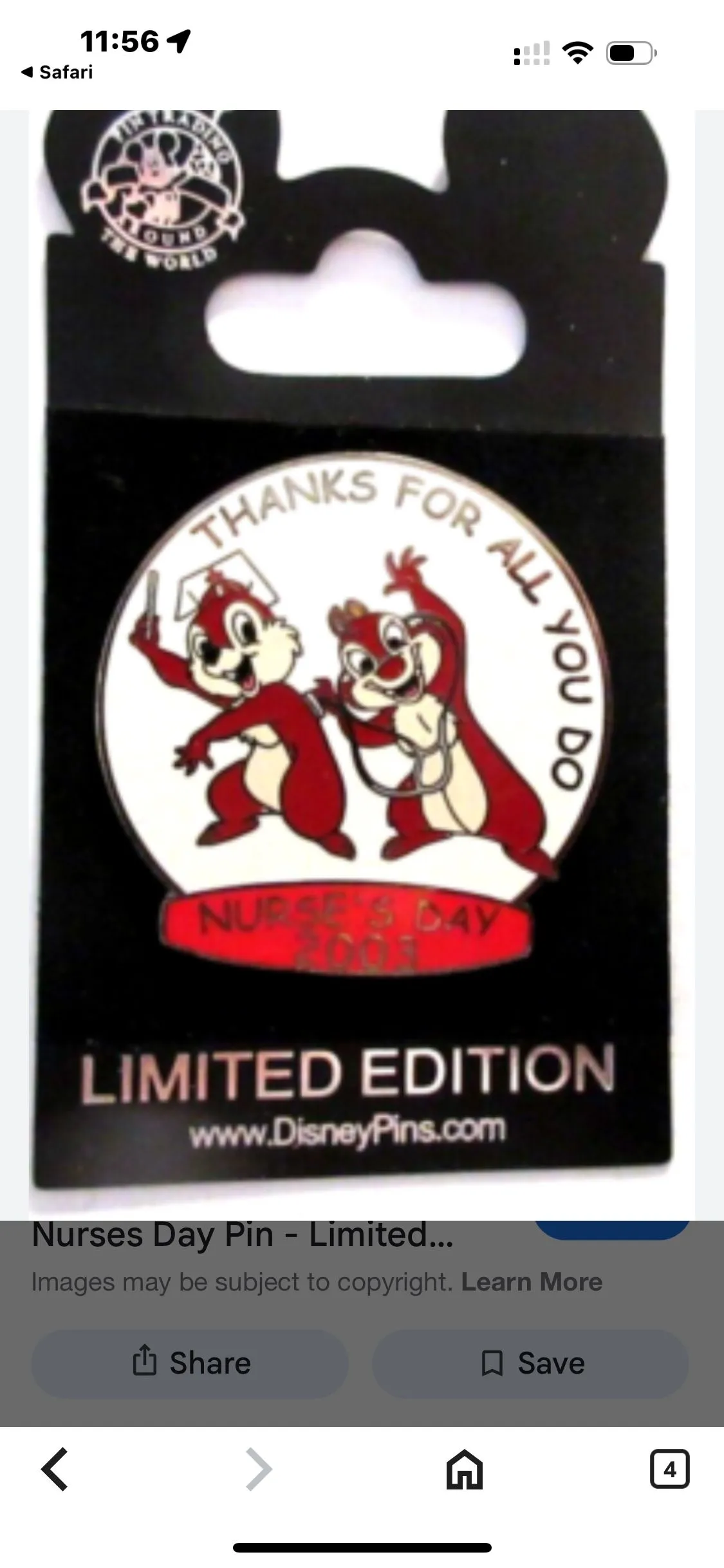 Product image for Disney 2003 Chip and Dale Nurses Day Pin - Limited Edition of 2500