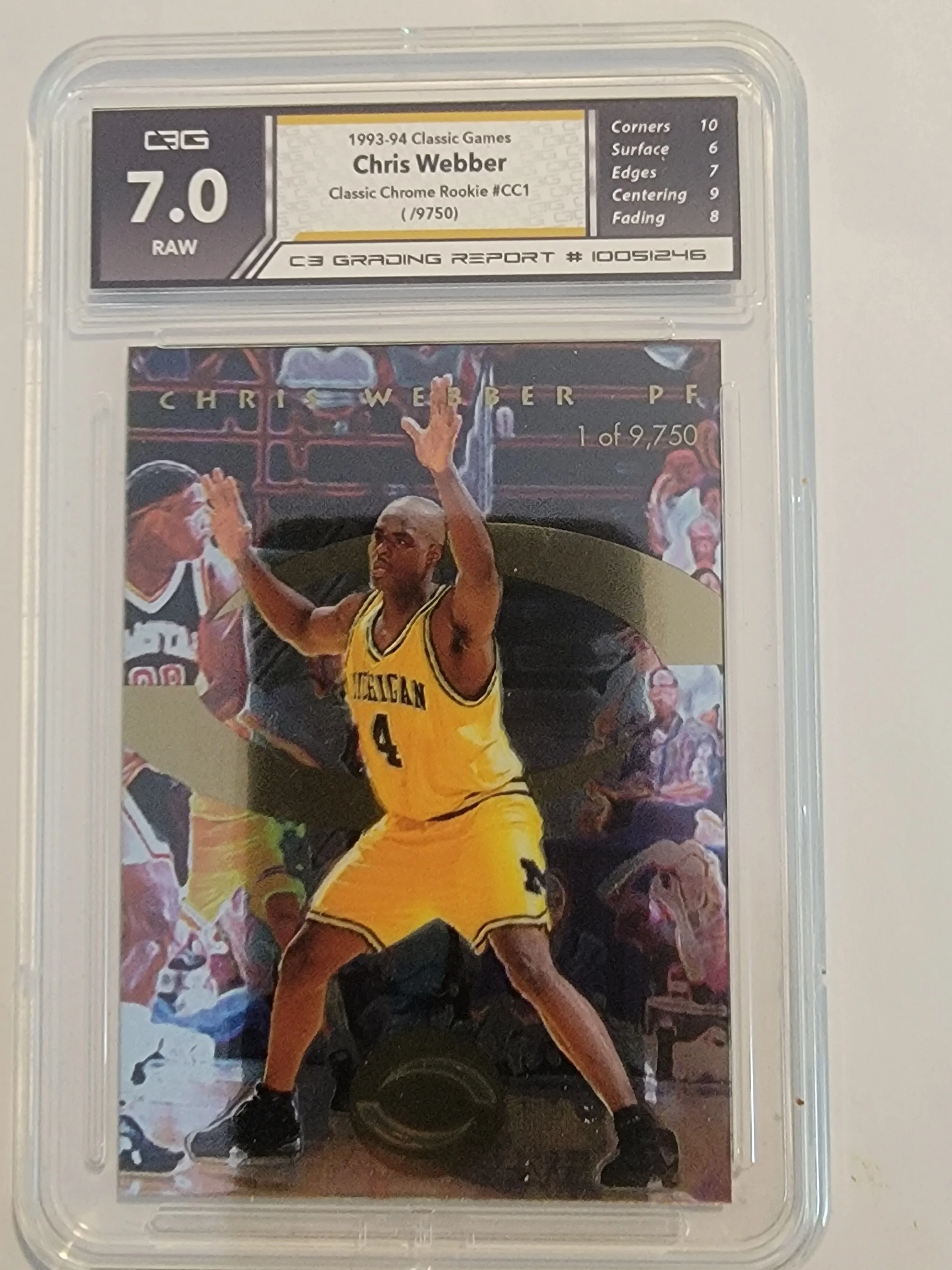 Product image for 1993-94 Classic Chrome Rookie Chris Webber 1 of 9,750 CB 7