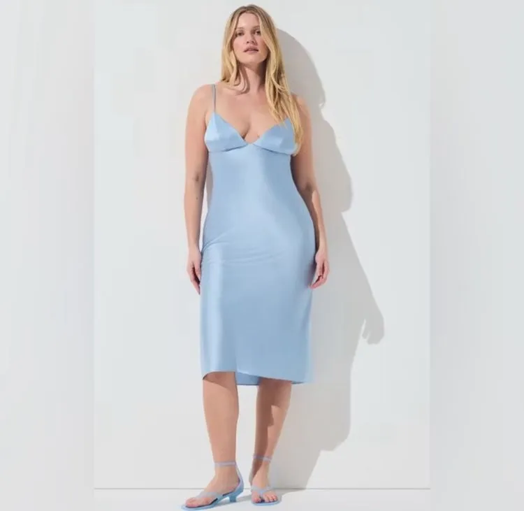 SKIMS Midi Dress | Glacier | Blue | Silk | M | Medium | Women's