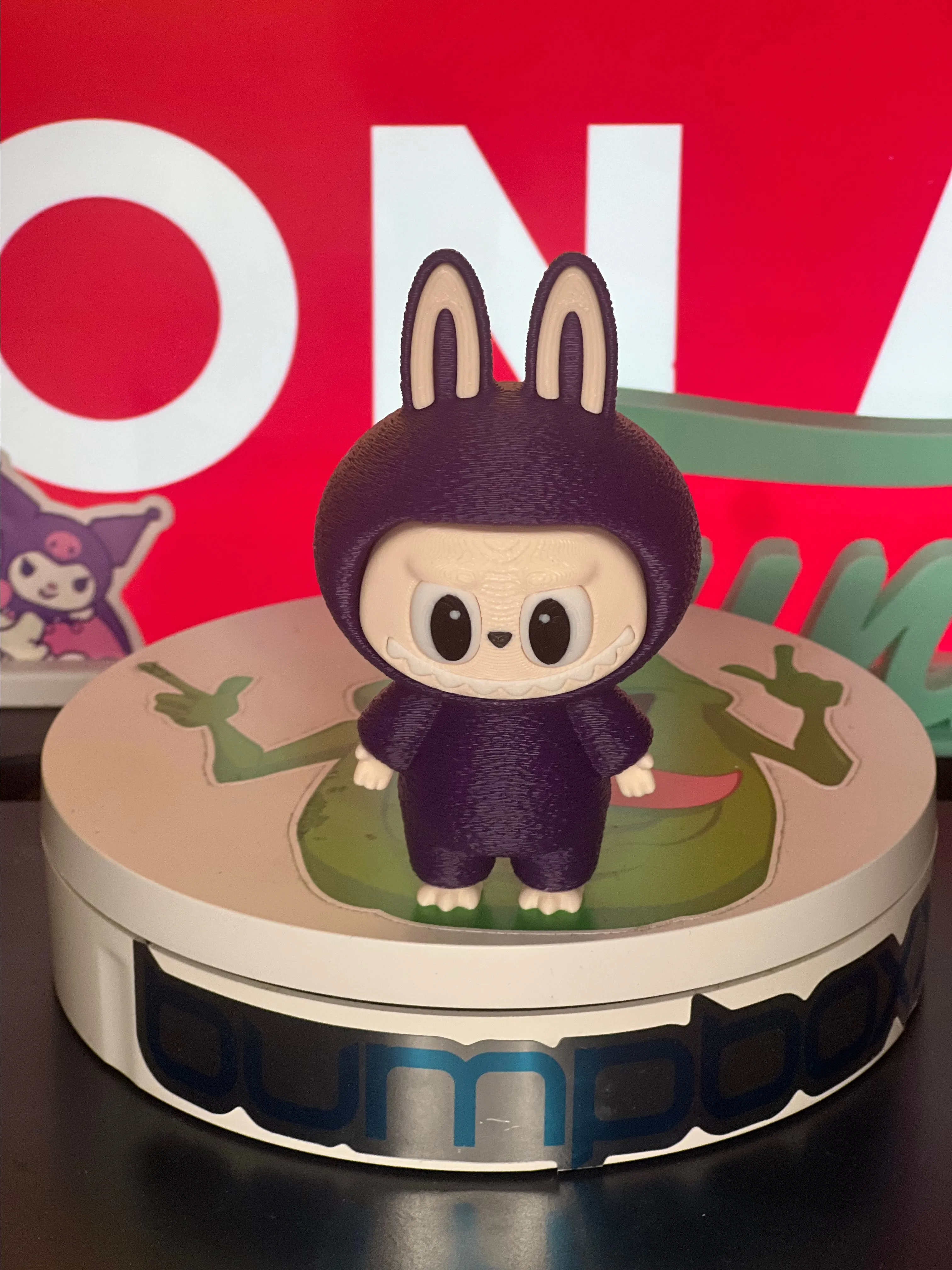 Product image for 3D Printed Labubu Fidget Clicker Dark Purple Full Body