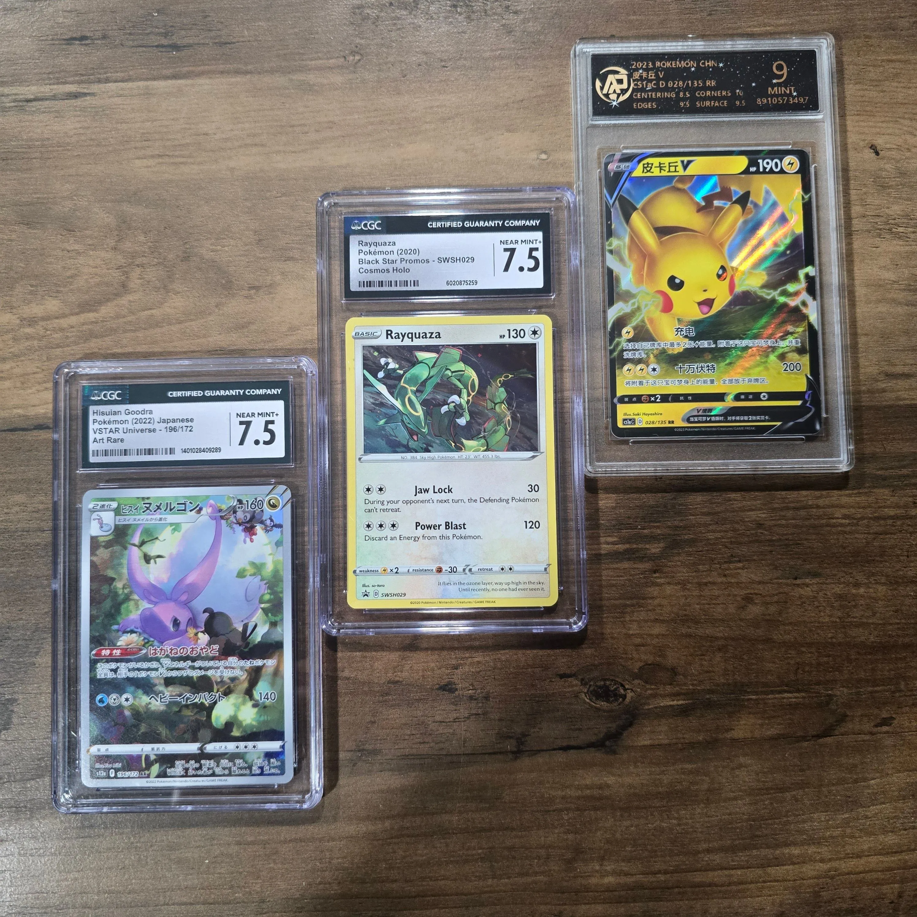 Product image for 3x Pokemon Slabs | 2x CGC Graded + 1x RPA Graded 9 - English, Japanese and Chinese