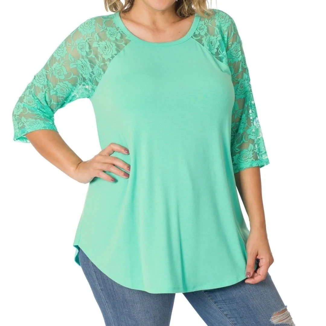 Product image for NWOT Boutique Zenana Mint Lace Sleeve - 1x
