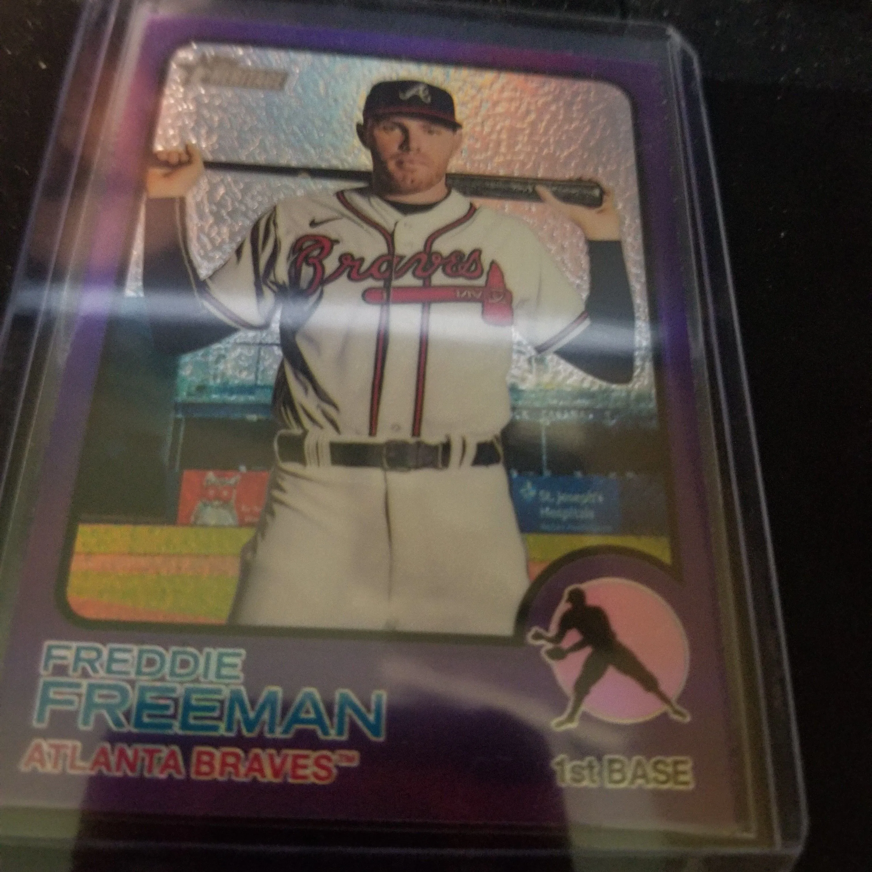 Product image for Freddie freeman 2022 topps heritage purple hot box refractor braves