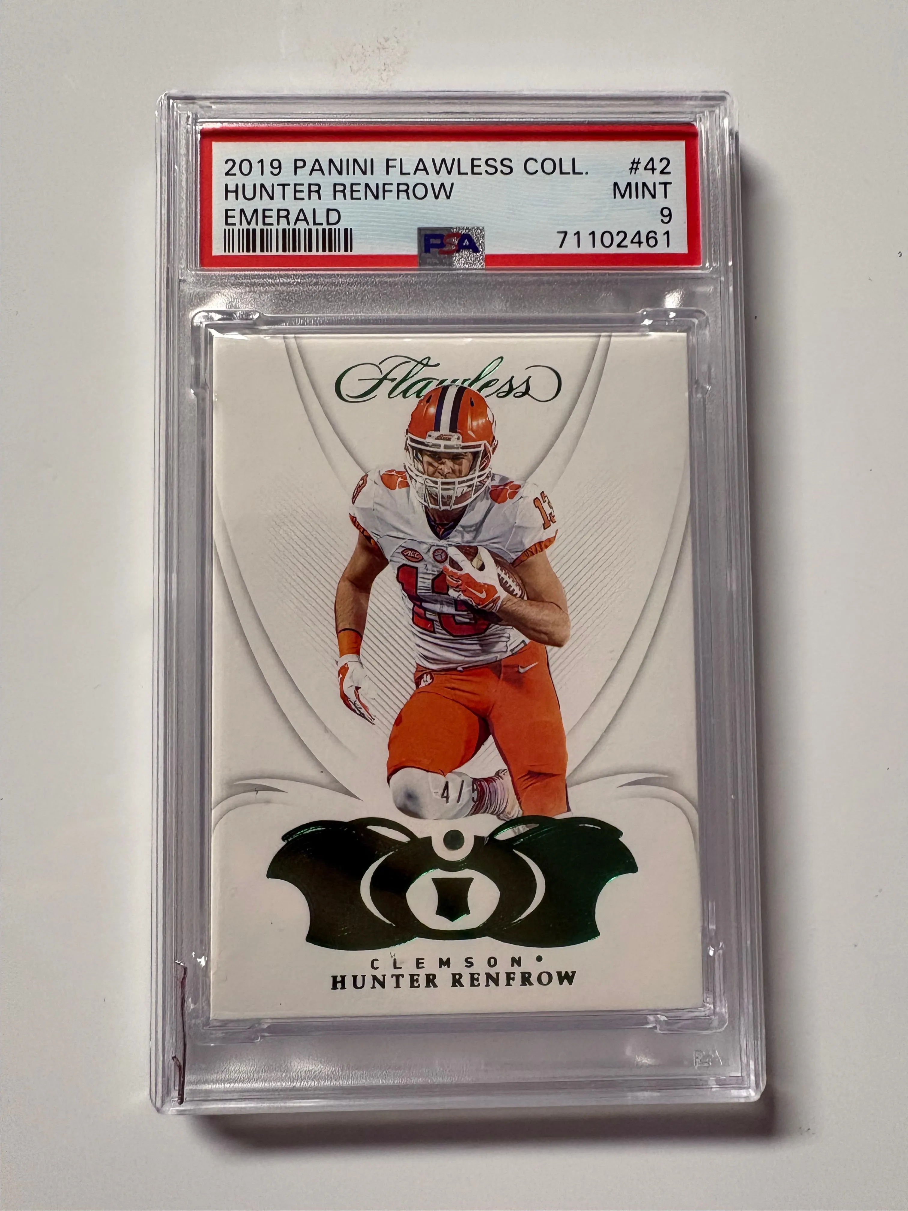 Product image for 2019 Panini Flawless Collegiate #42 Hunter Renfrow -PSA 9