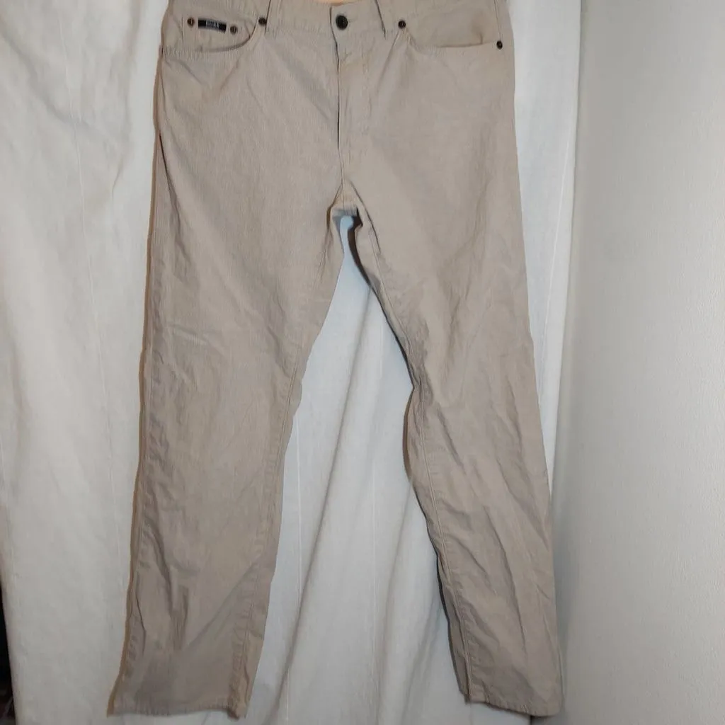 Product image for HUGO Bass Pin Stripe/Corduroy Look Brown Pants, 36/32